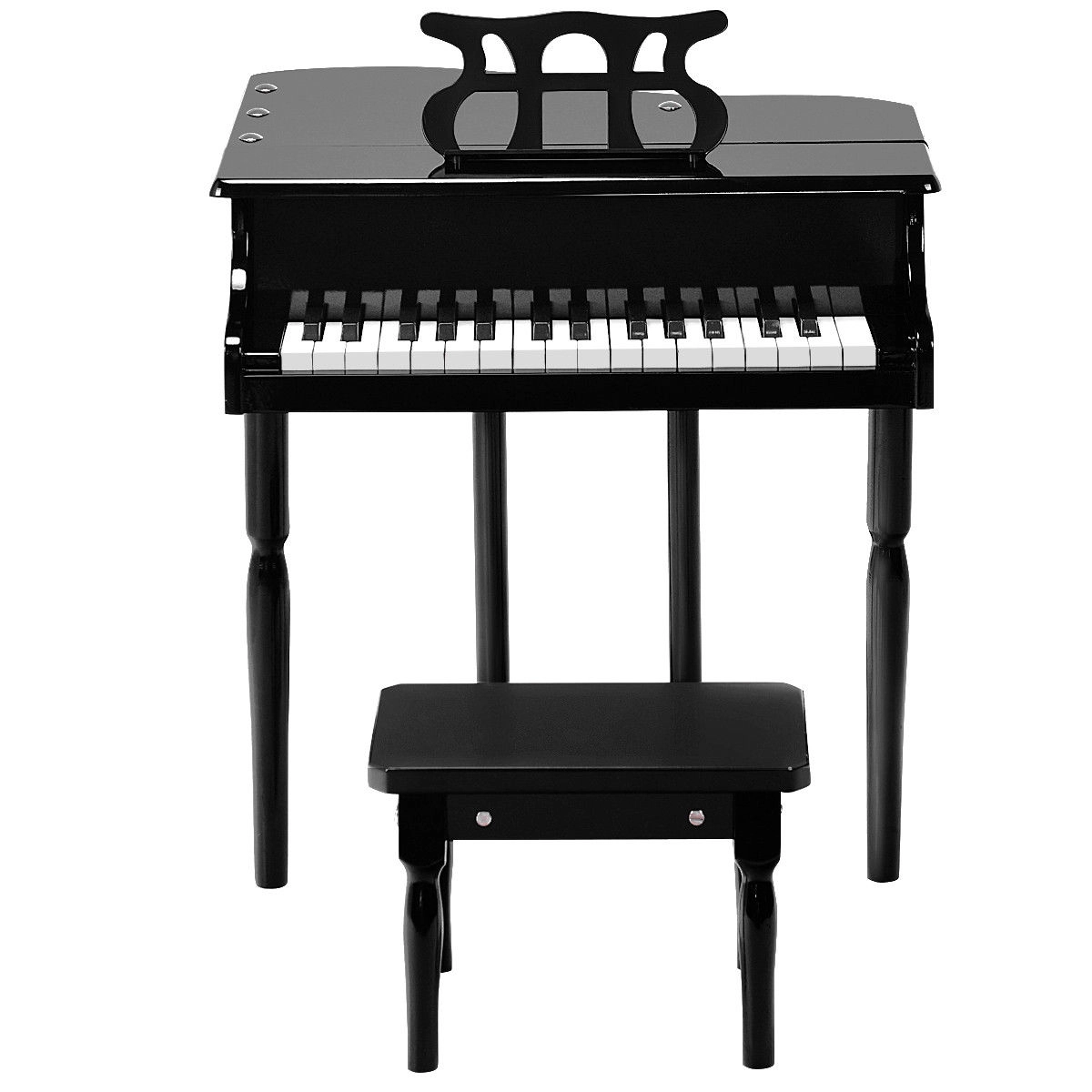 SUGIFT Black 30-Key 110-lb Bench Capacity Kids Mini Grand Piano with Birch Legs and Safety Hinge Cover