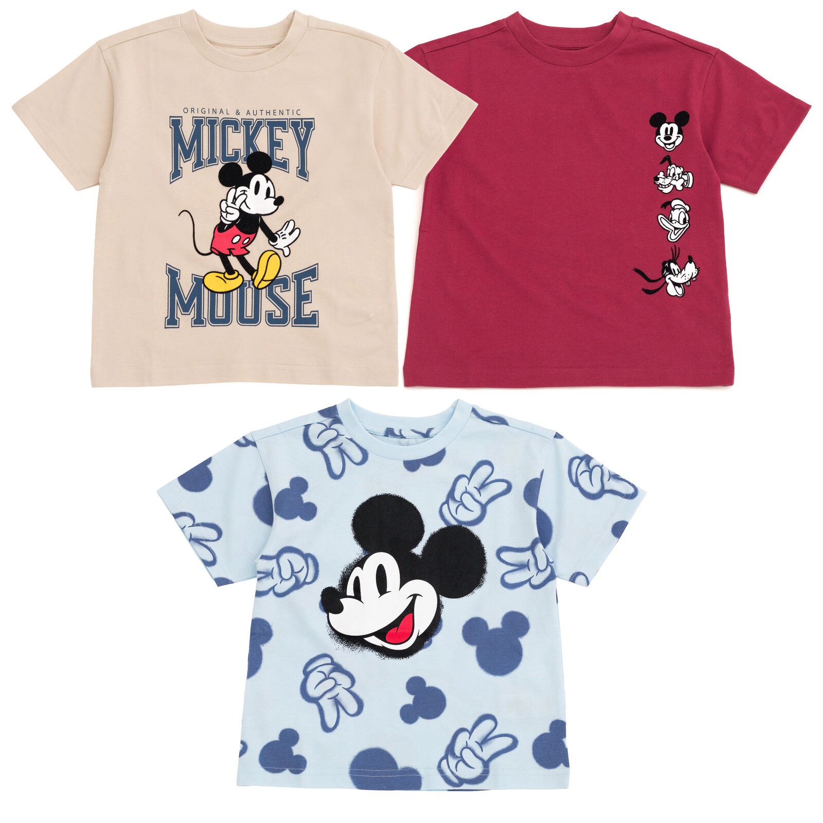 Disney Mickey Mouse Boys' 3-Pack Short Sleeve T-Shirts