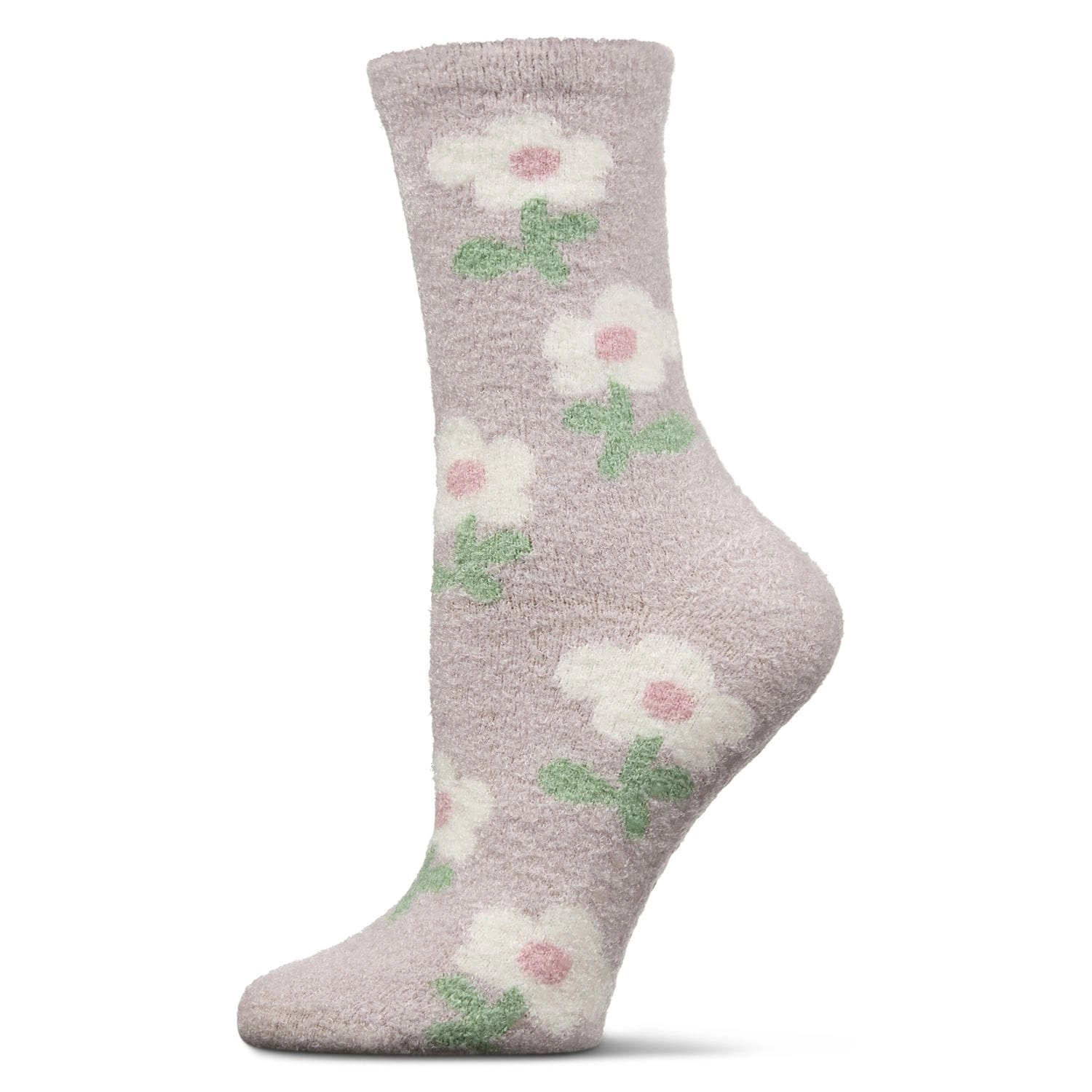 MeMoi Women's Flower Aloe Infused Crew Socks