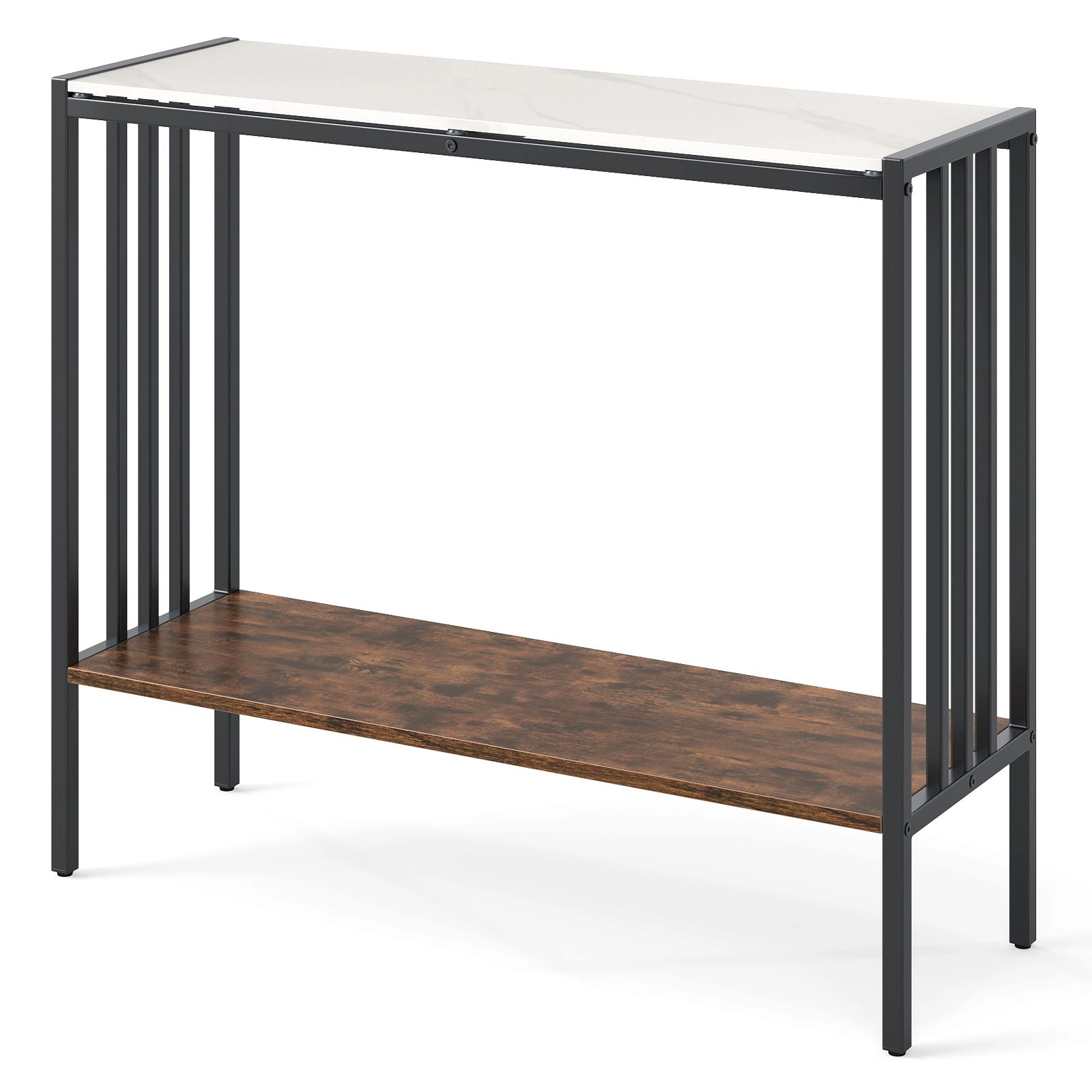 SlickBlue Modern Console Table with Sintered Stone Top and Shelf