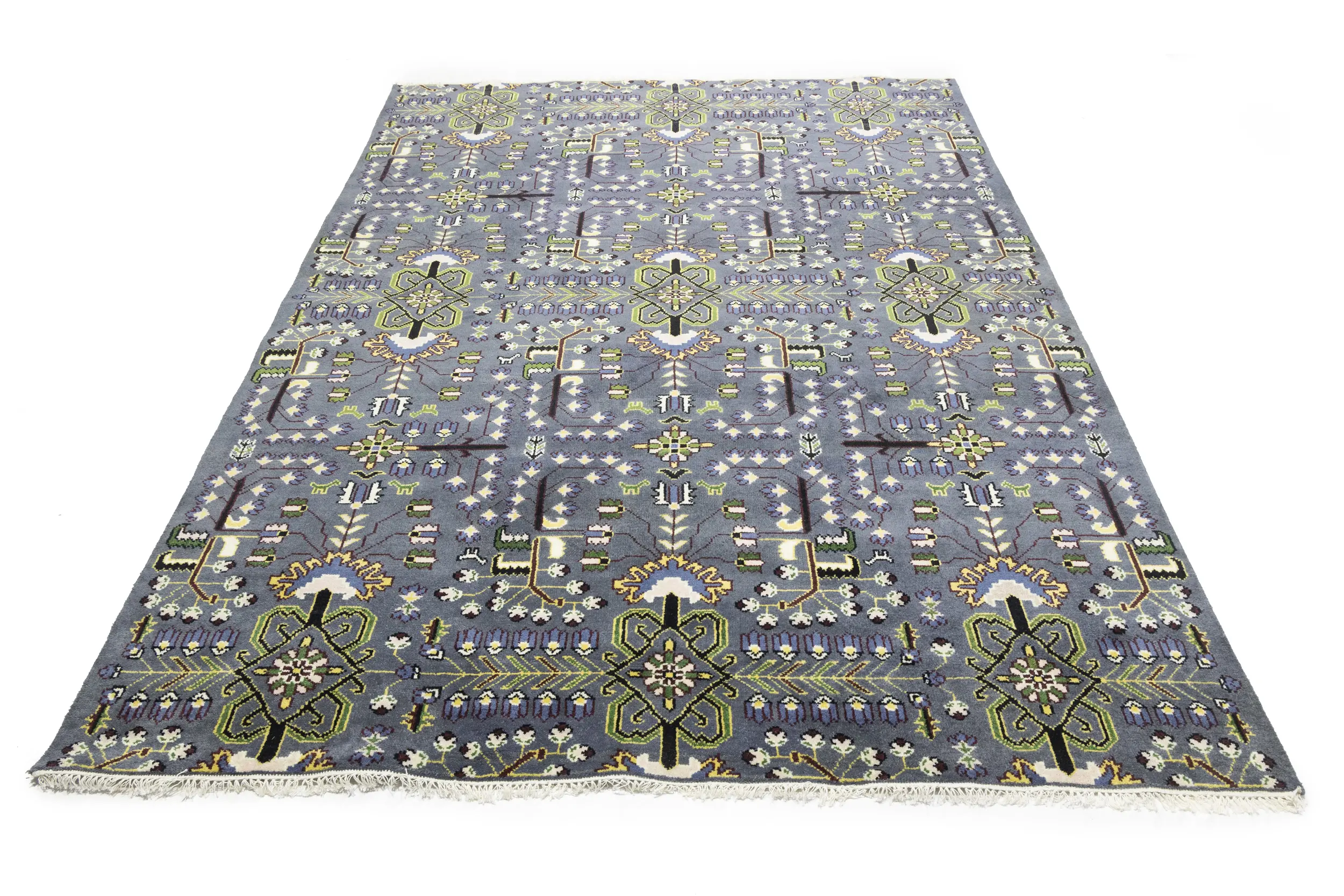 Magic Rugs 9'0 X 12'0 Hand Knotted Tribal Gray Floral Oriental Wool Rug