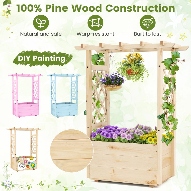 Hivvago Raised Garden Bed Wooden Elevated Planter Box with Hanging Roof - Small
