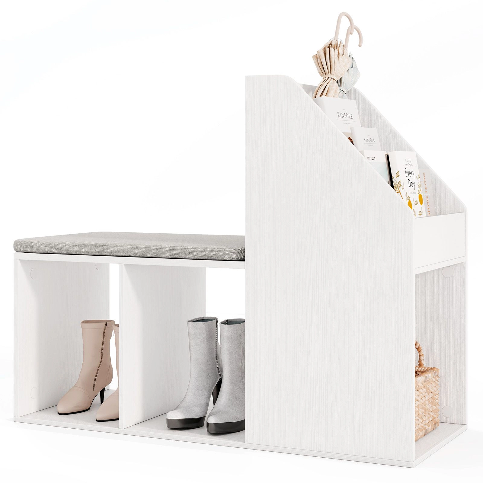 SlickBlue Entryway Bench with Shoe Storage and Side Compartments