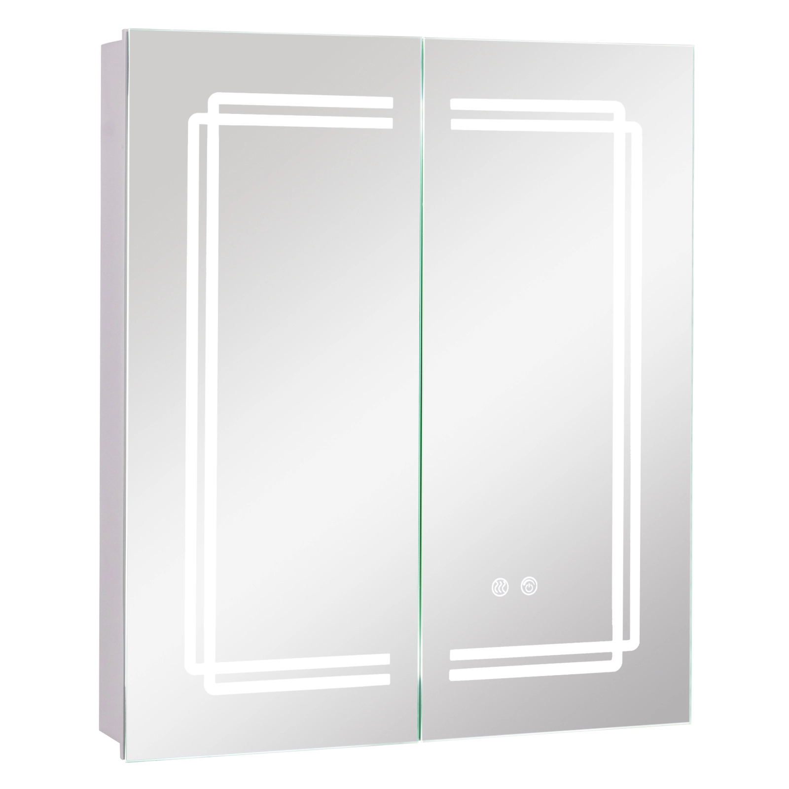 Slickblue LED Bathroom Medicine Cabinet with 2 Mirror Doors and Adjustable Glass Shelves