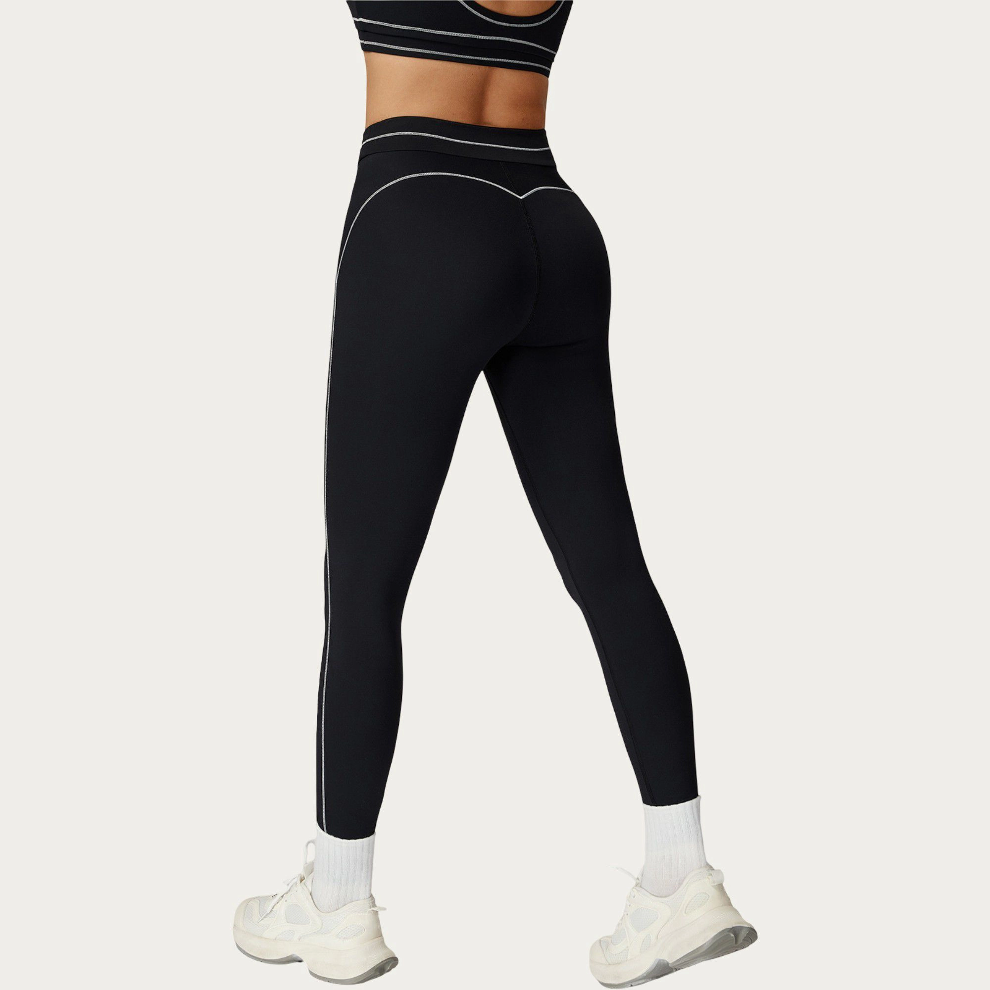 Anna-Kaci Active Women's High Waist Sculpting Leggings with Curved Contrast Seam Detailing