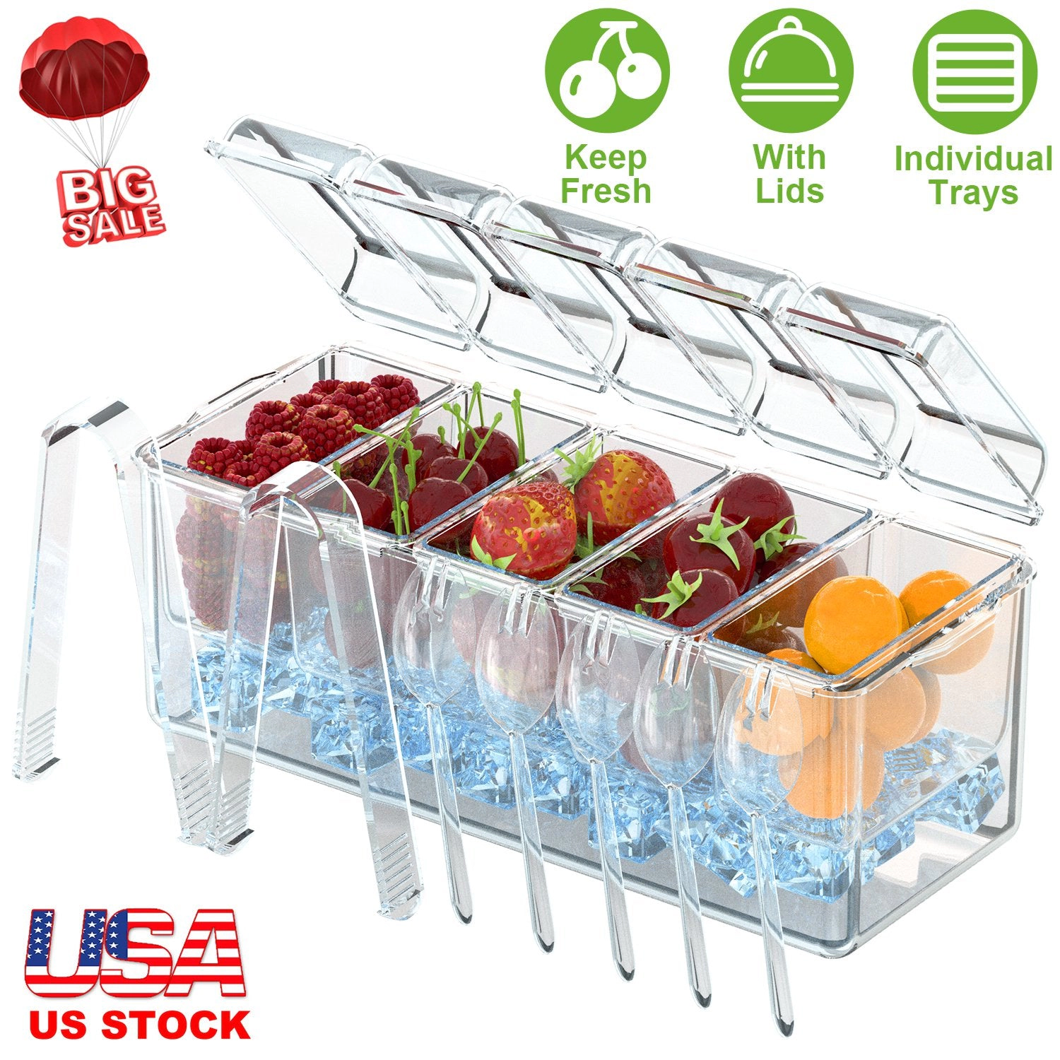GBruno Ice Chilled Condiment Caddy With 5 Containers