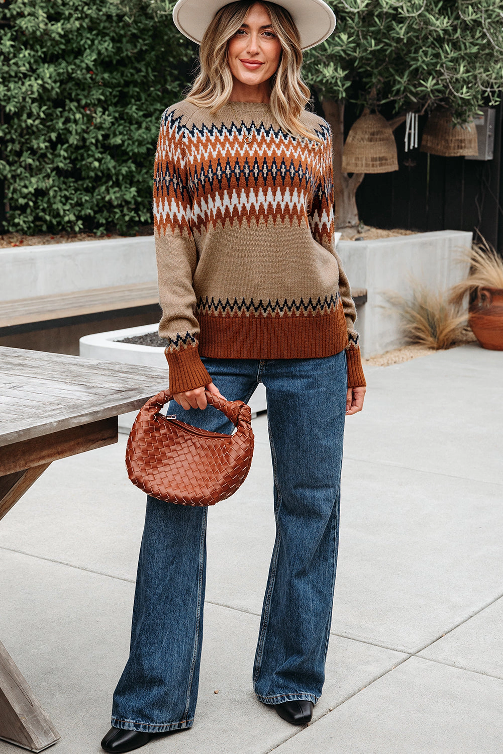 Threaded Pear Women's Eva Aztec Crew Neck Sweater