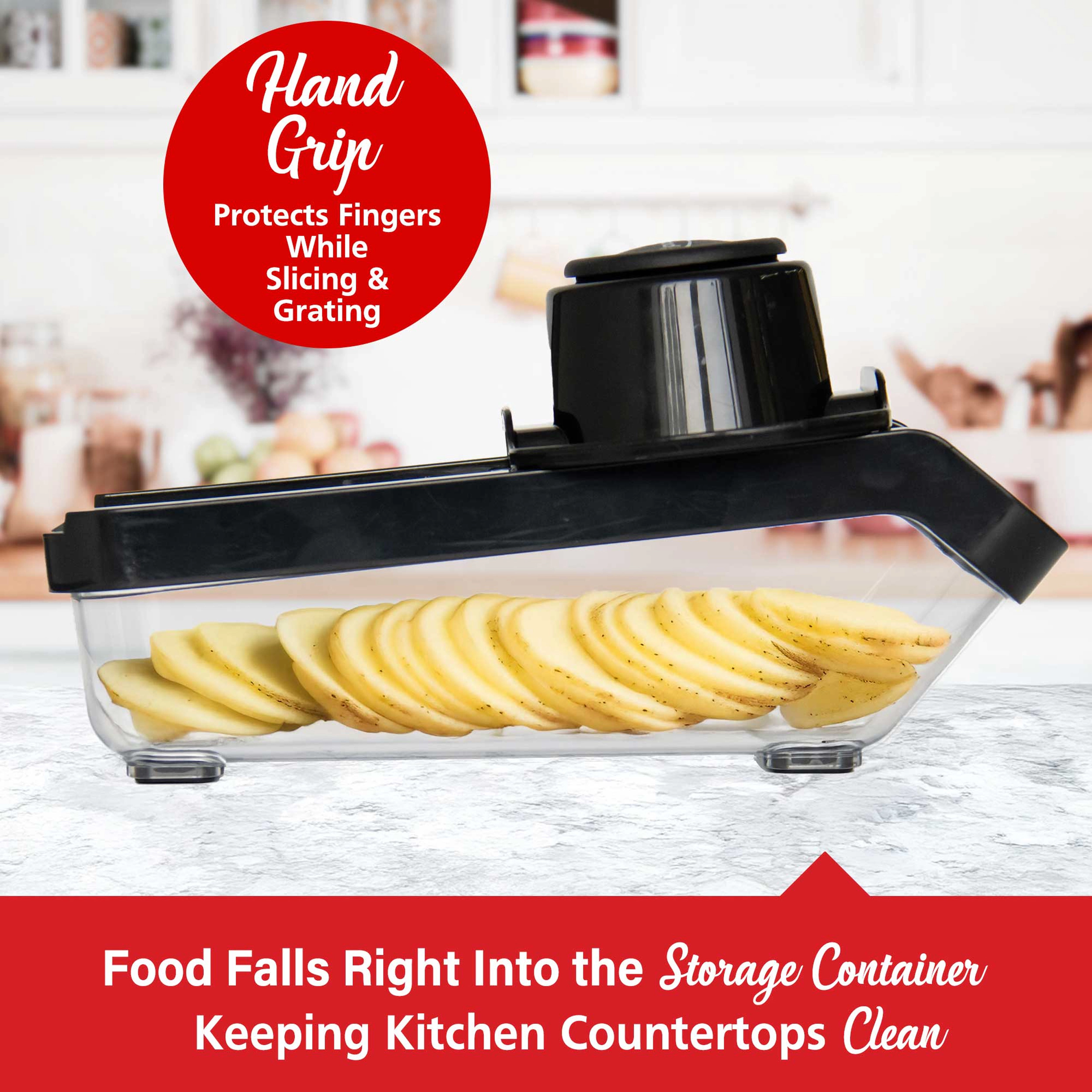 Brentwood 3.6 Cup Mandolin Slicer and Cheese Grater in Black with 6 Interchangeable Blades