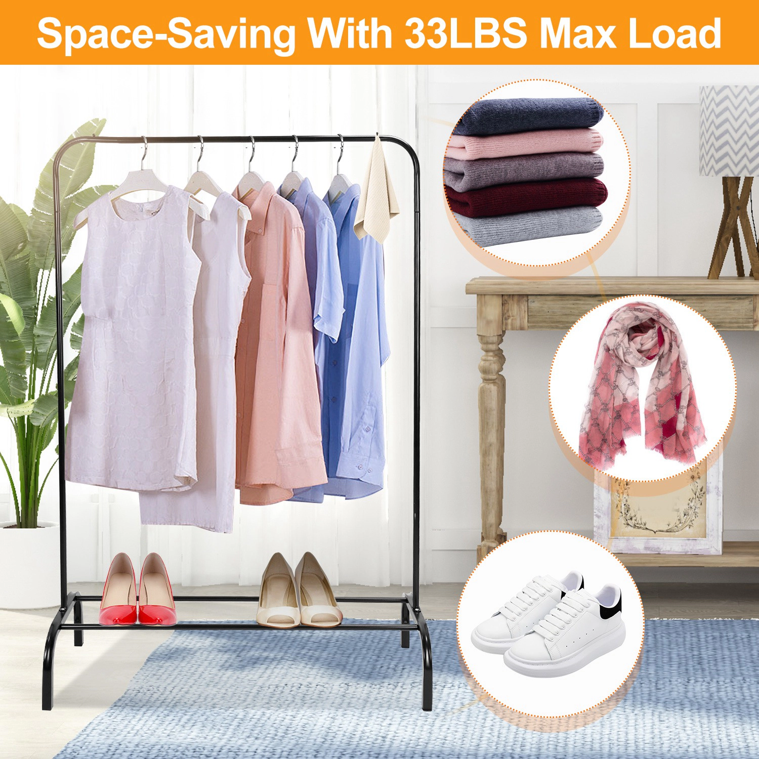GBruno Iron Freestanding Garment Rack With Shelf