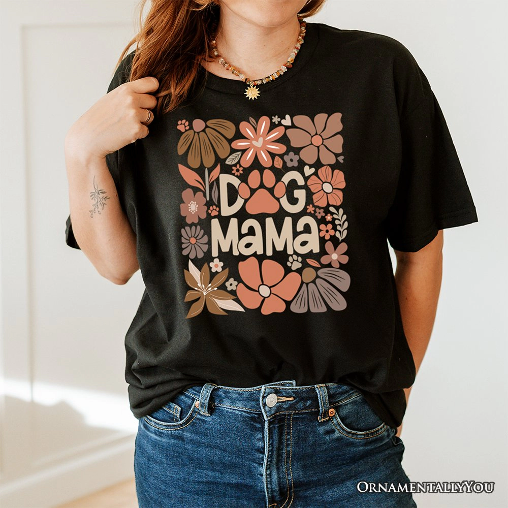 OrnamentallyYou Womens Dog Mama Boho Floral T-Shirt