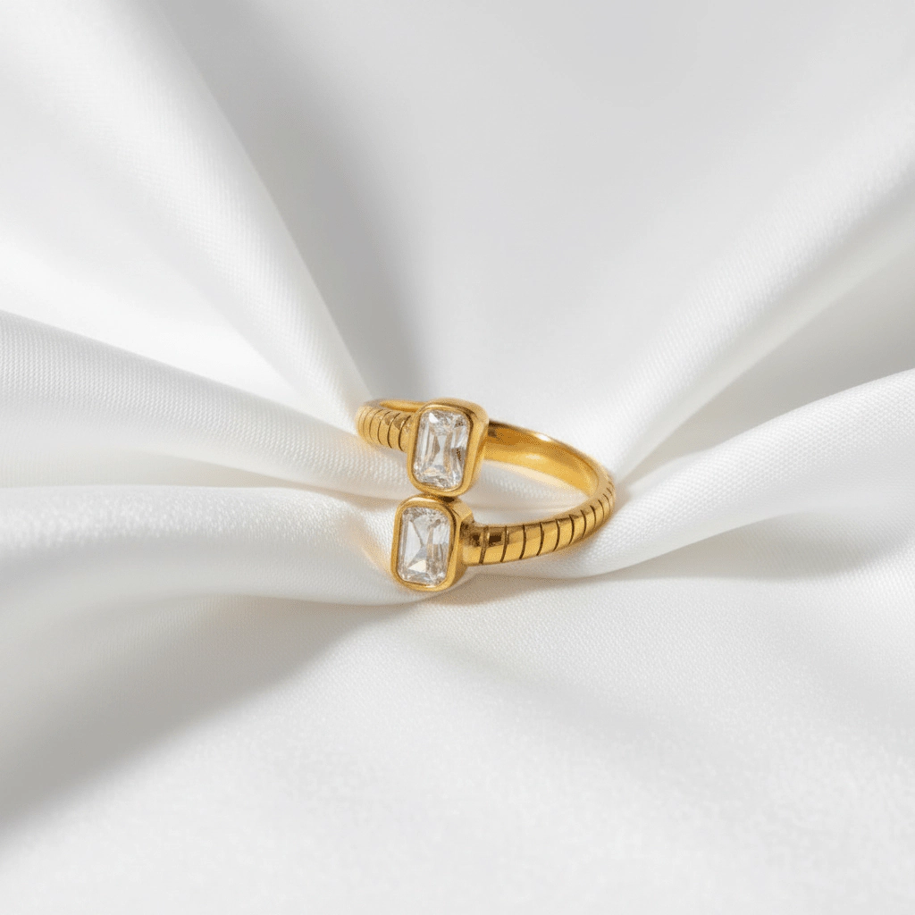 DressAtR Women's Geometric 18K Gold Plated Open Ring