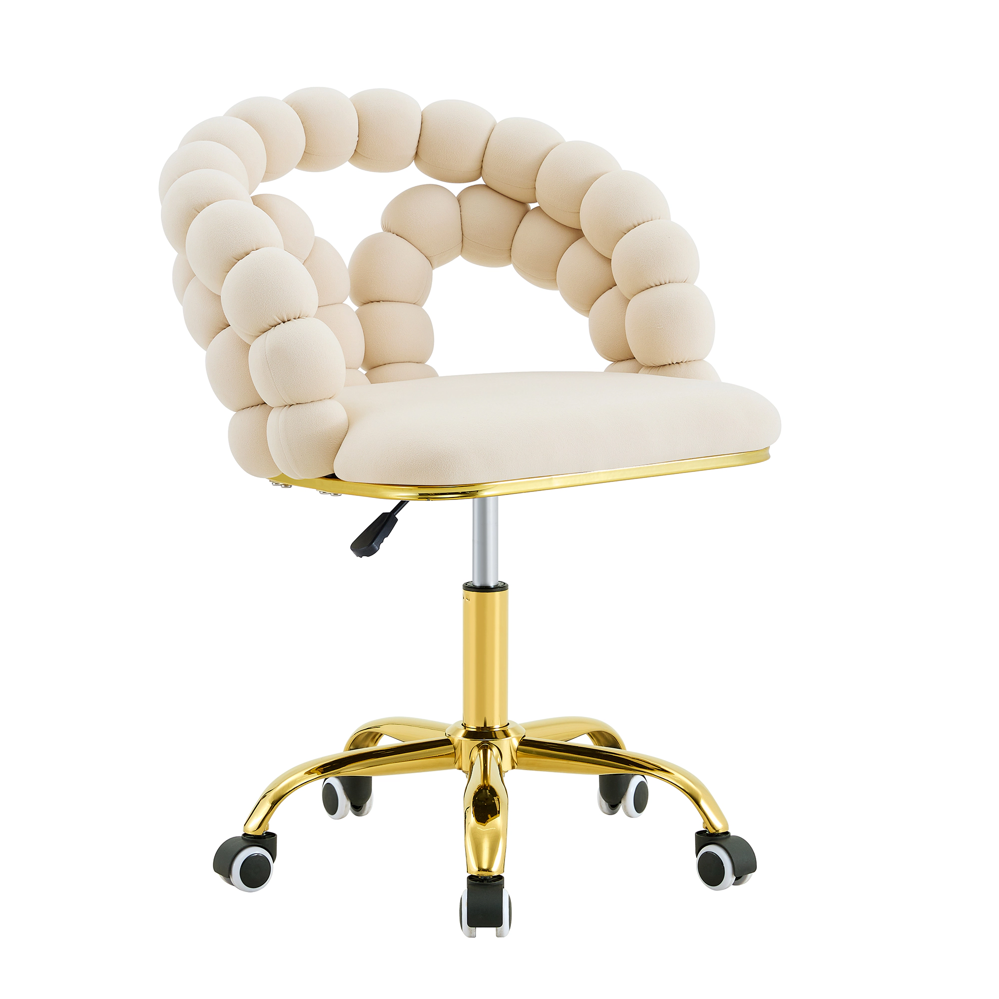 Platinum-Level Office Chairs Modern Velvet Bubble Back Swivel Vanity Chair Beige