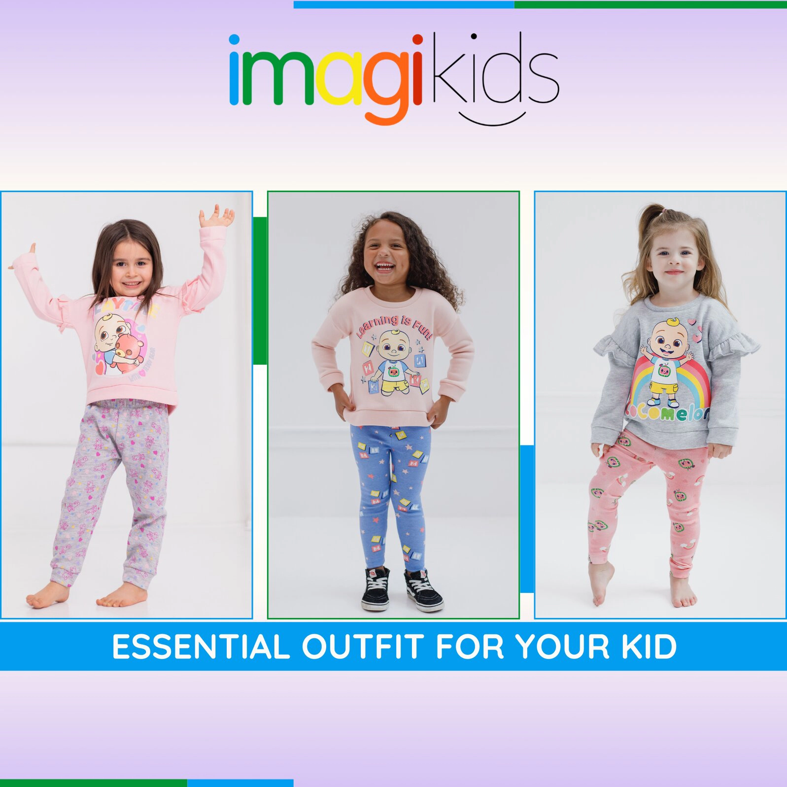 Cocomelon JJ Girls' Fleece 2-Piece Sweatshirt and Pants Set