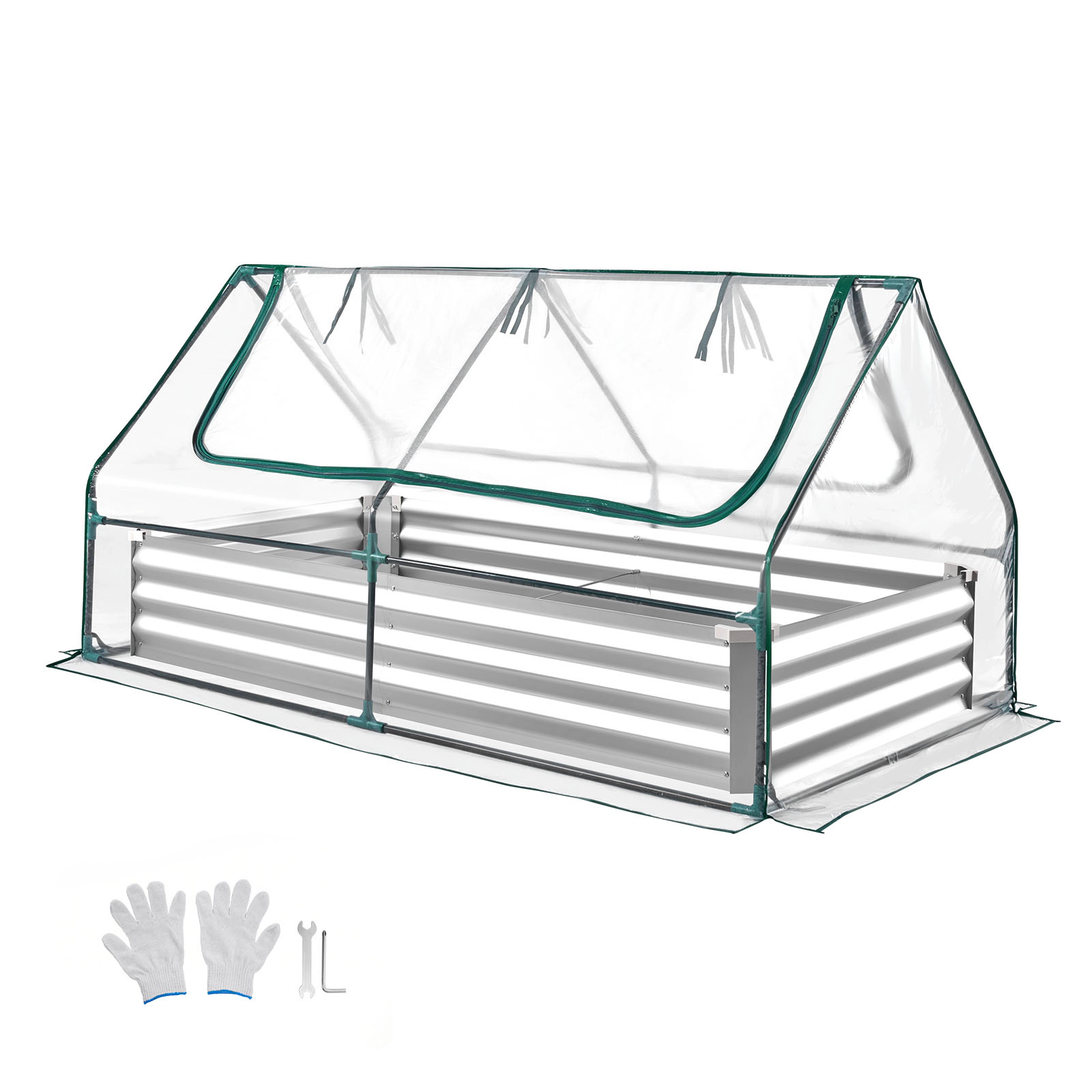 HONGGE Galvanized Raised Garden Bed Metal Planter Box Outdoor Box for Growing Flowers Vegetables