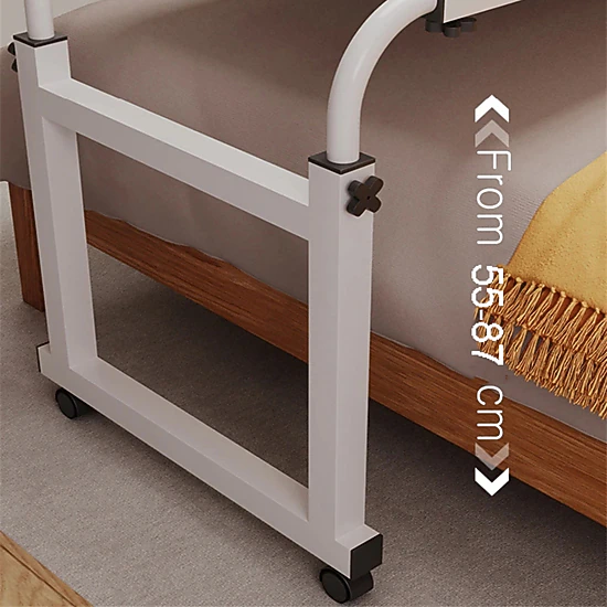 BebreezChic Overbed Table w/ Wheels, Adjustable, 4 Lockable Wheels, Fence