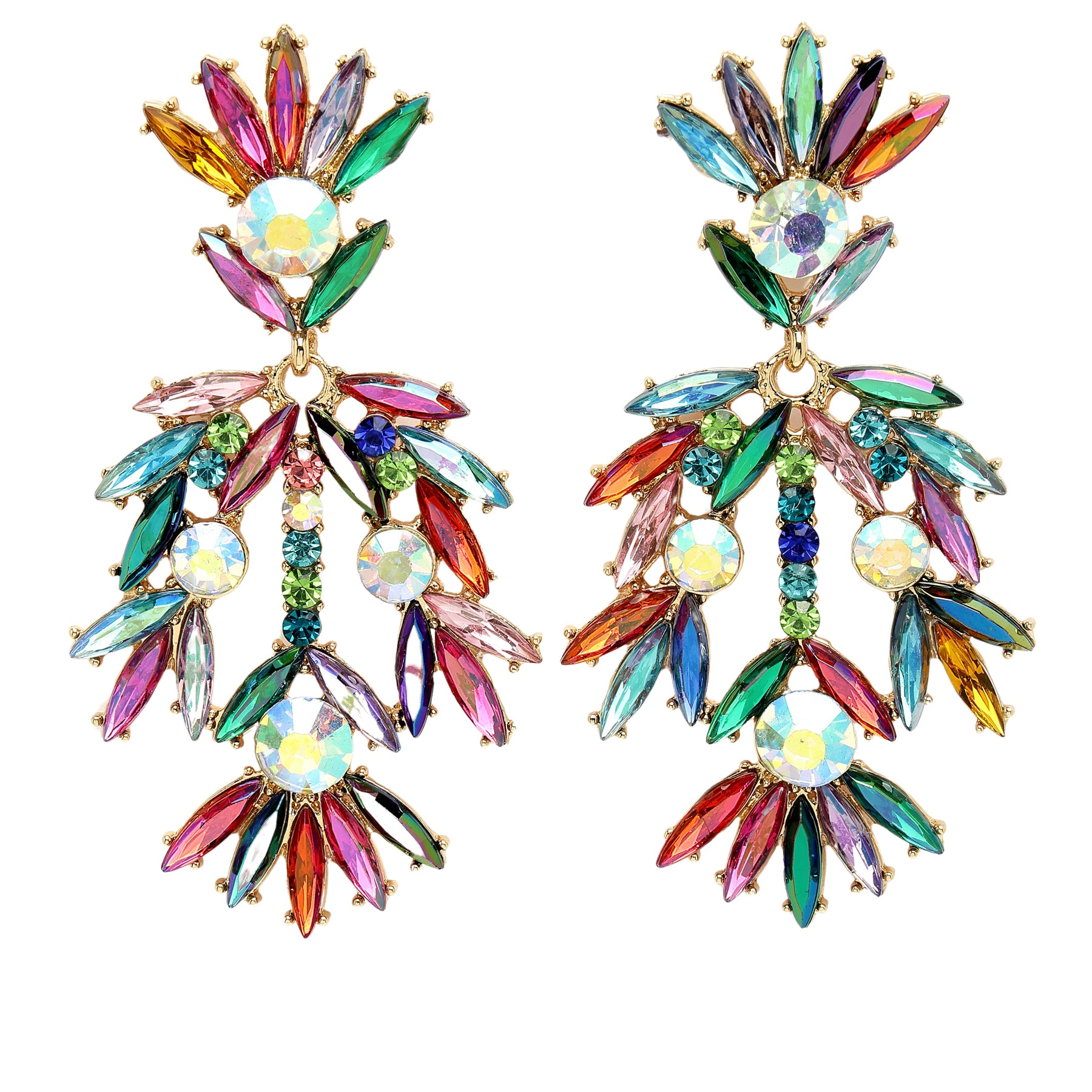 AGP PARIS Womens Diva Collection Fancy Floral Plume Drop Earrings