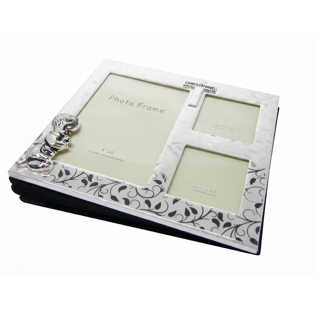 Jiallo Silver-Plated Christening Multi-Photo Frame Album (7x7")