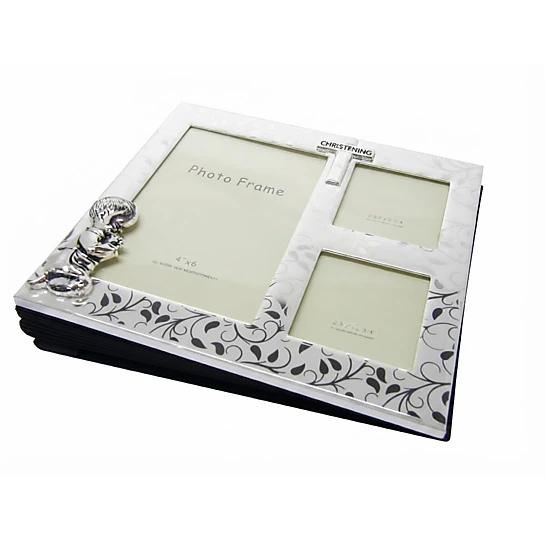 Jiallo Silver-Plated Christening Multi-Photo Frame Album (7x7")