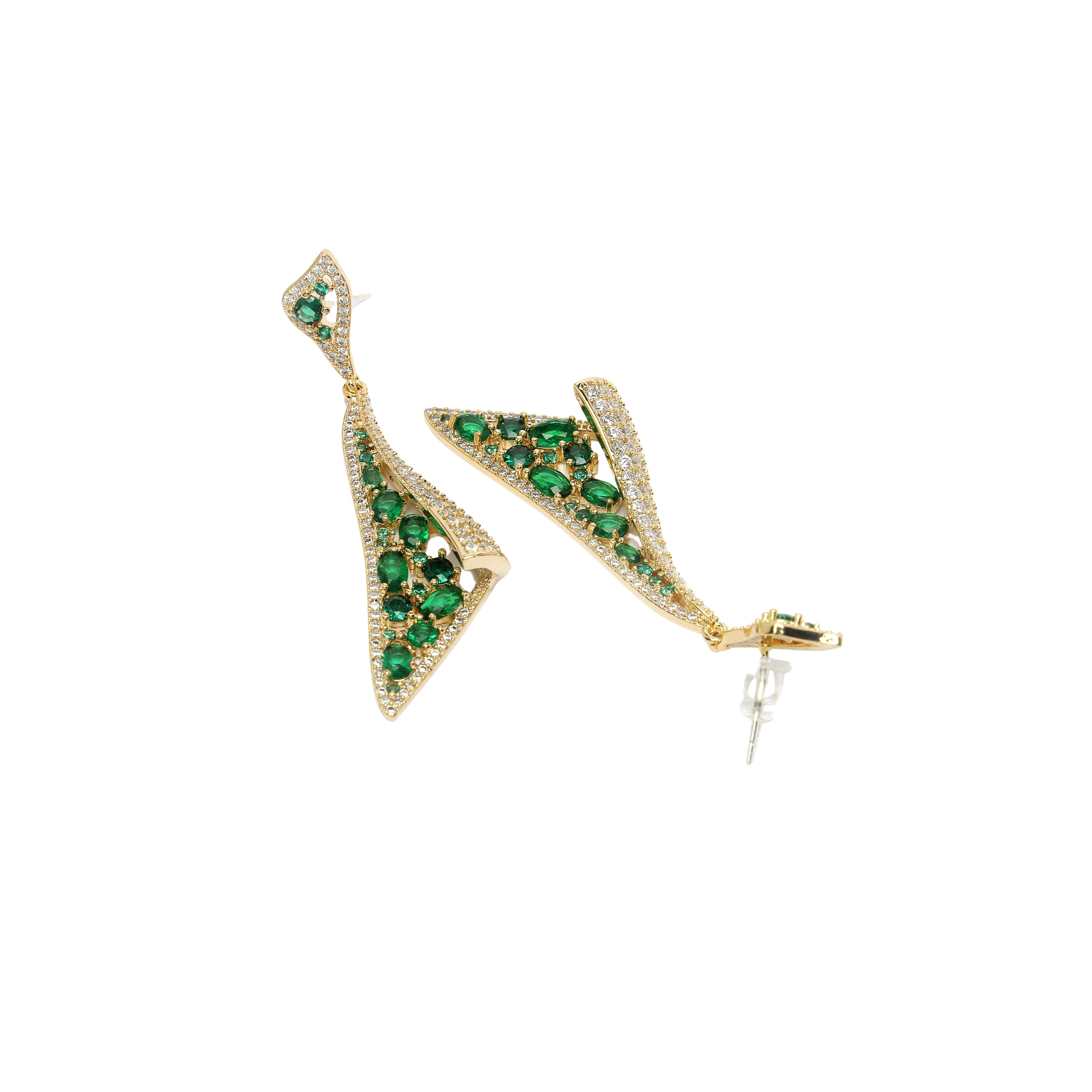 AGP PARIS Womens Diva Collection Zirconia Hollow Triangular Dangle Drop Earrings
