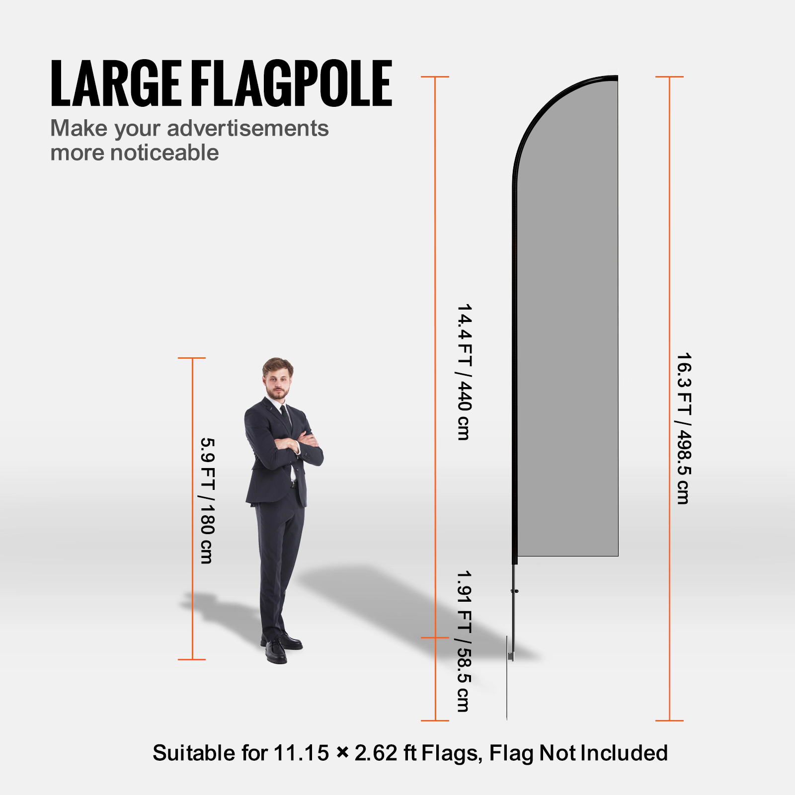 HONGGE Feather Flag Pole Kit Swooper Flag Pole Sign Flag Poles for Business Advertising Flags Outdoor with Ground