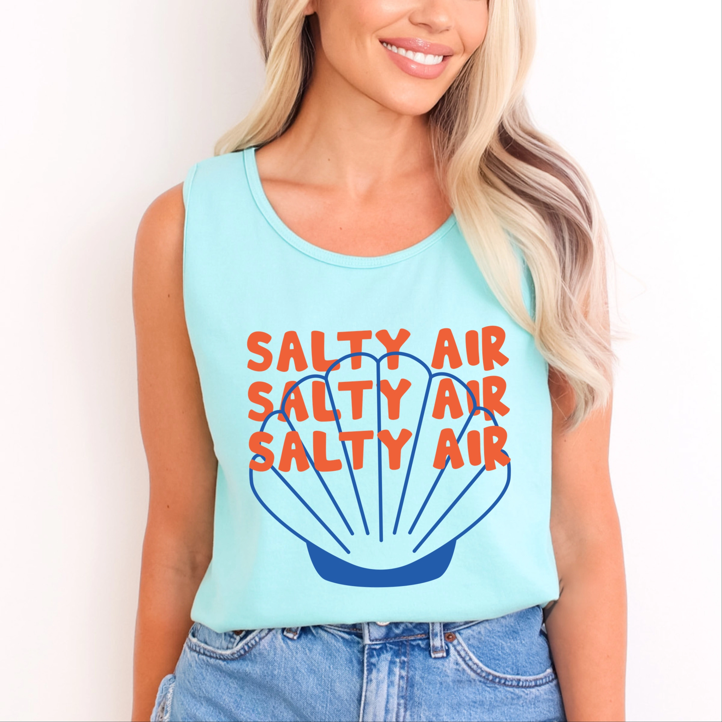 Simply Sage Market - Salty Air Seashell Women's Garment Dyed Graphic Tank Top