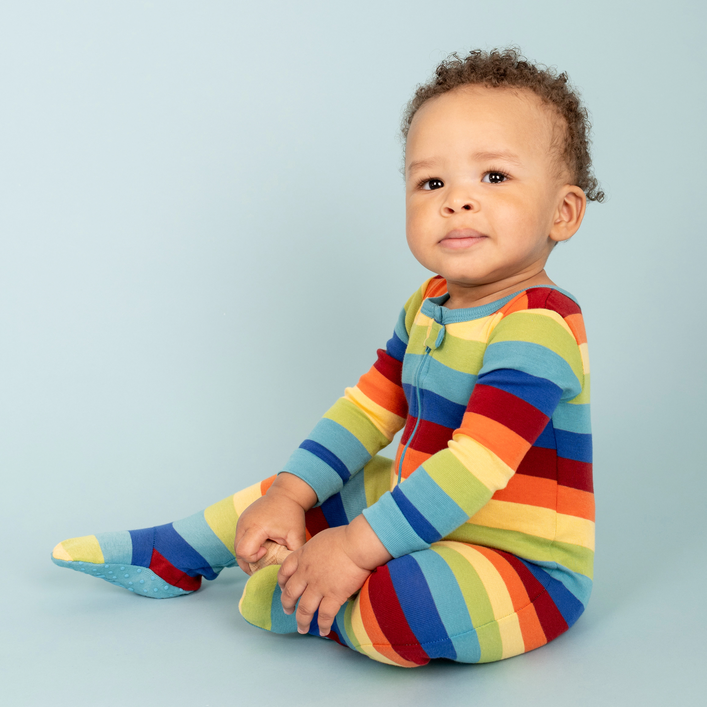 Leveret Baby/Toddler Colorful Rainbow Stripes Cotton Footed Pajamas