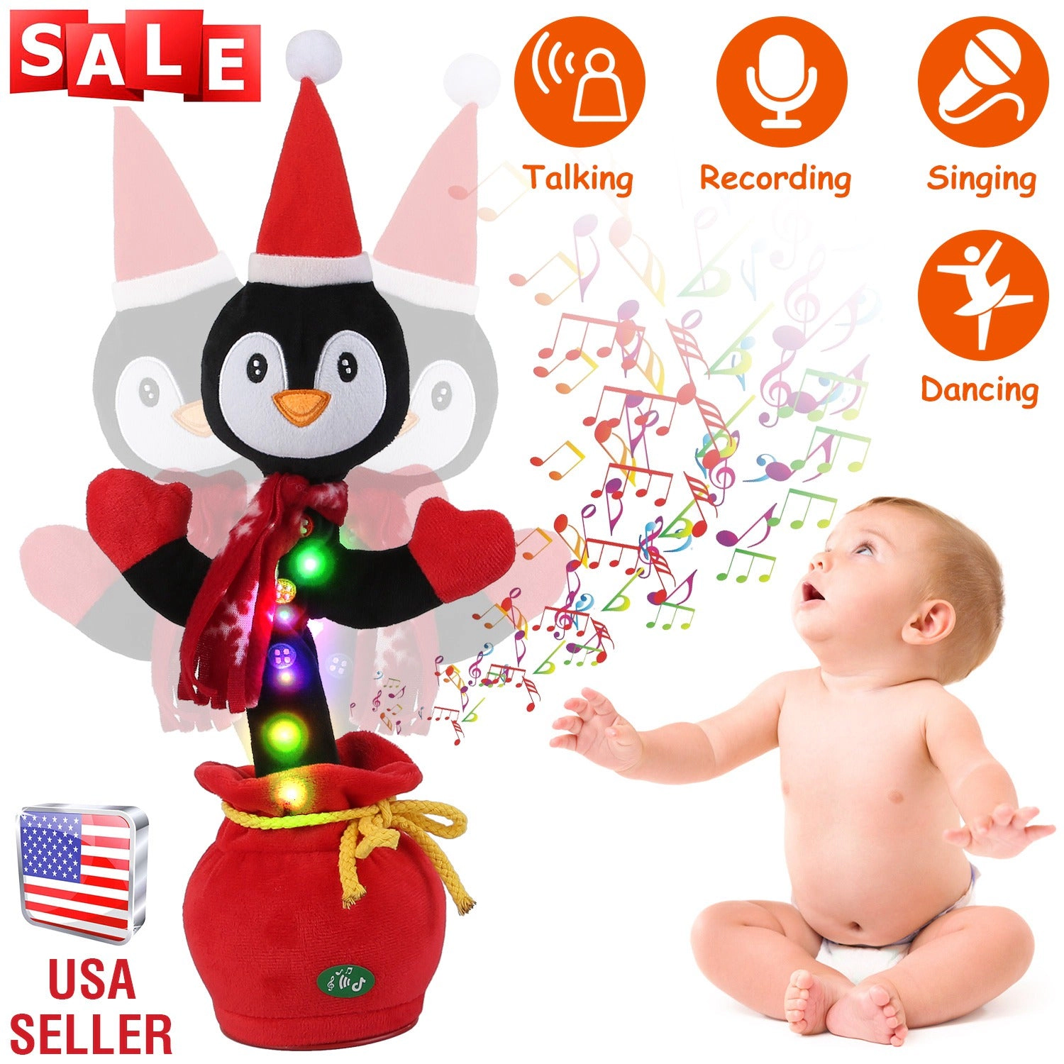 GBruno Interactive Dancing Christmas Plush Toy