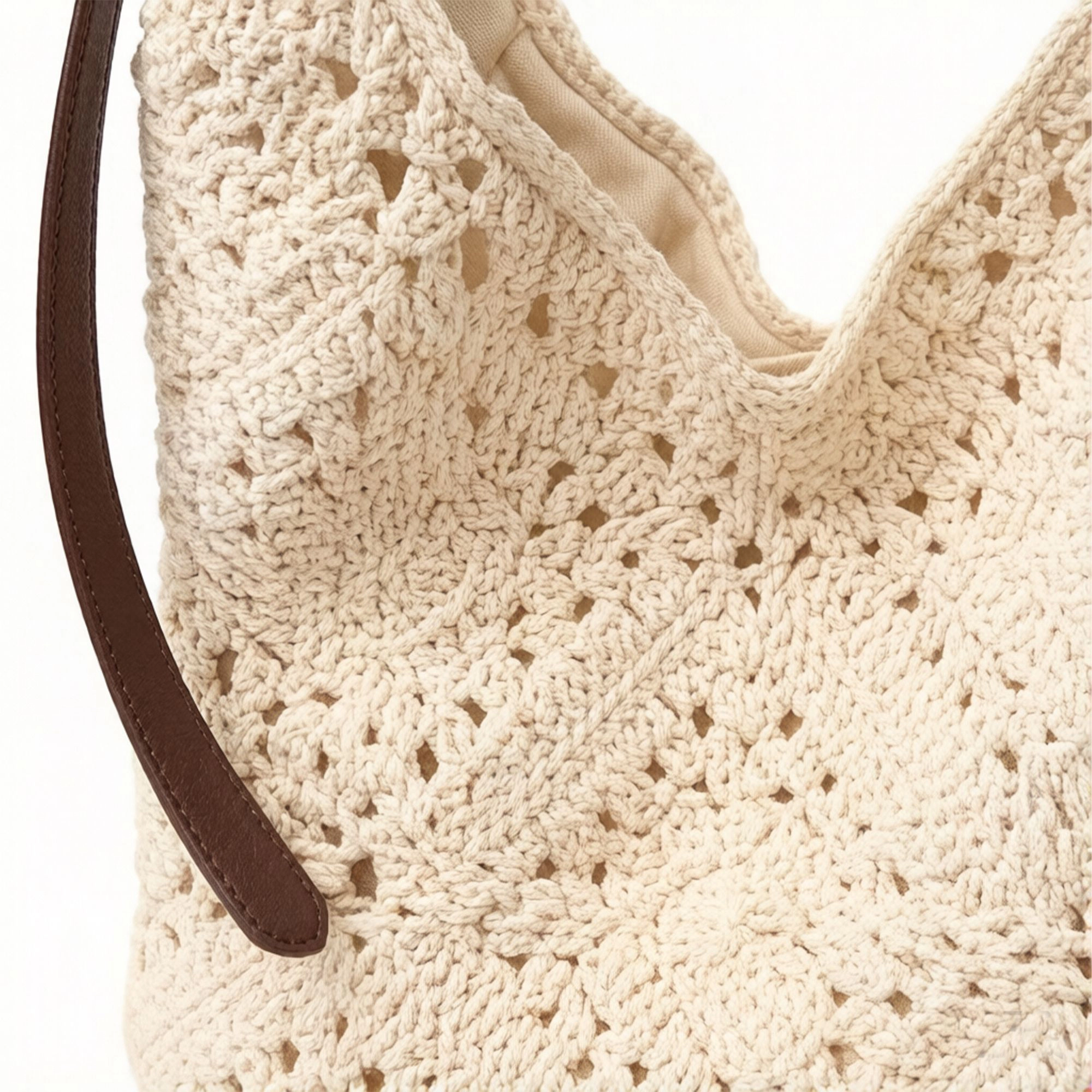 Alilang Women's Crochet Shoulder Hobo Bag with Adjustable Strap Soft Knit Slouchy Handbag Casual Everyday Tote