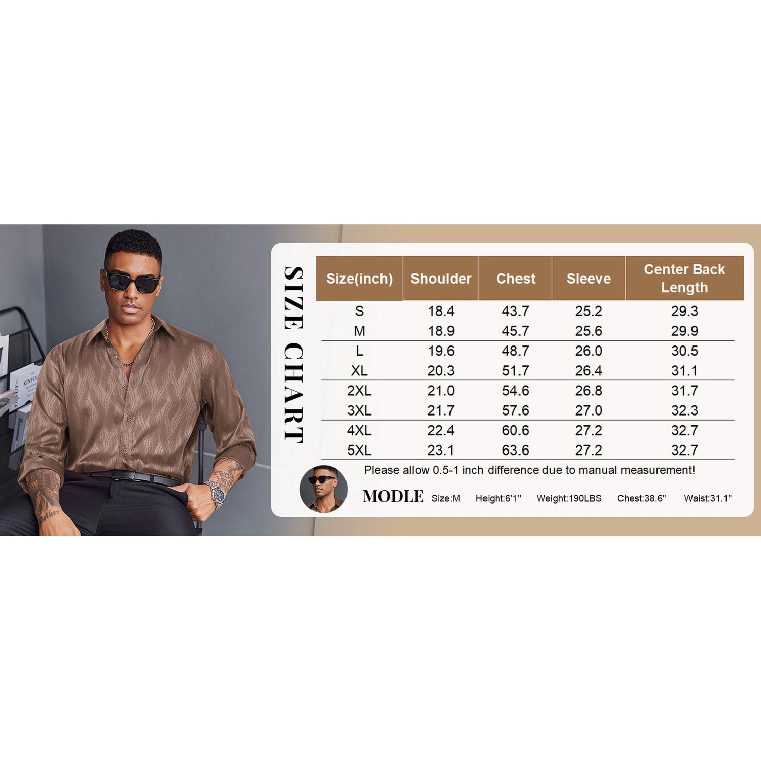 COOFANDY Mens Dressy Long Sleeve Shirts V Neck Floral Button Down Casual Fall Tops