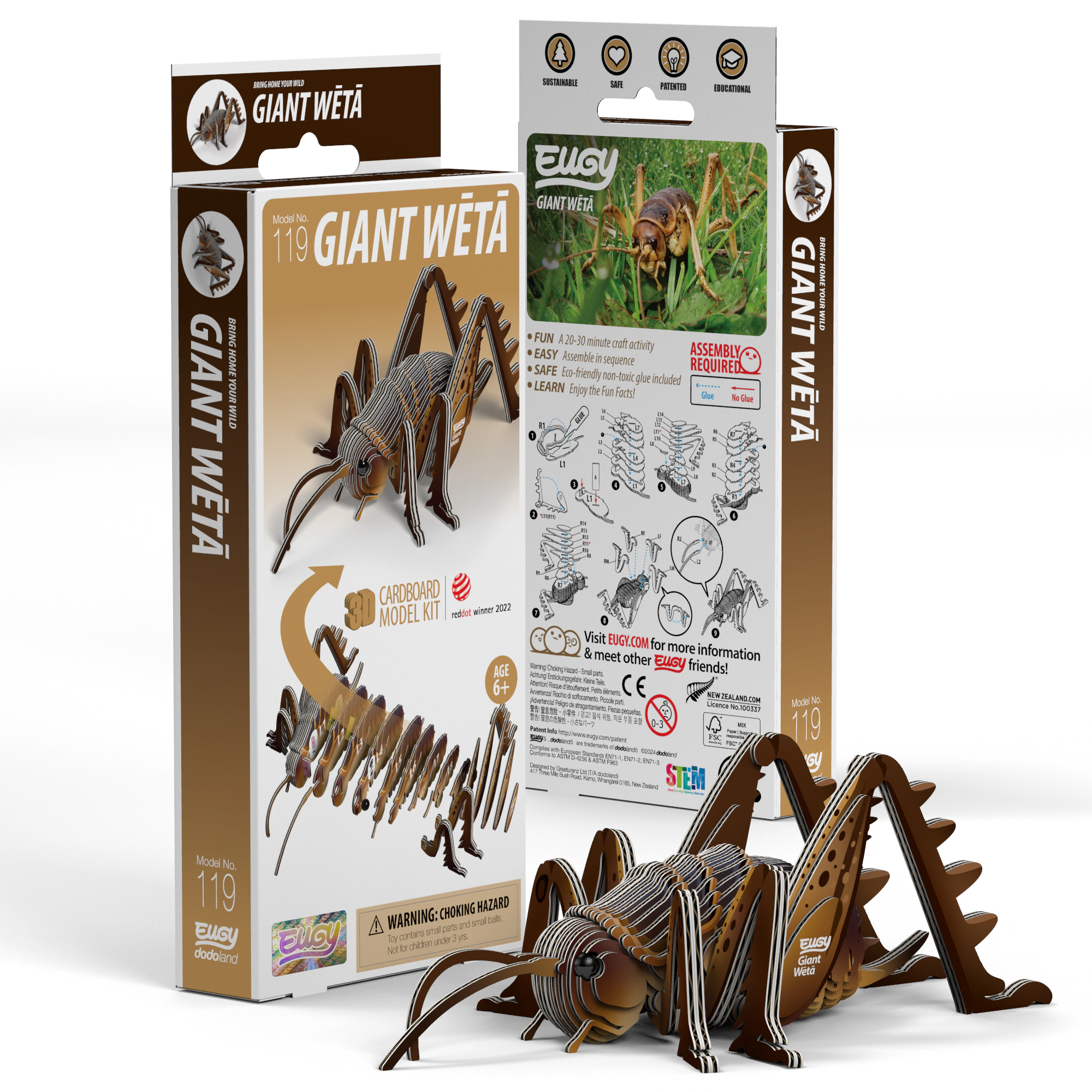 EUGY Giant Weta 3D Puzzle - contains 42 puzzle pieces