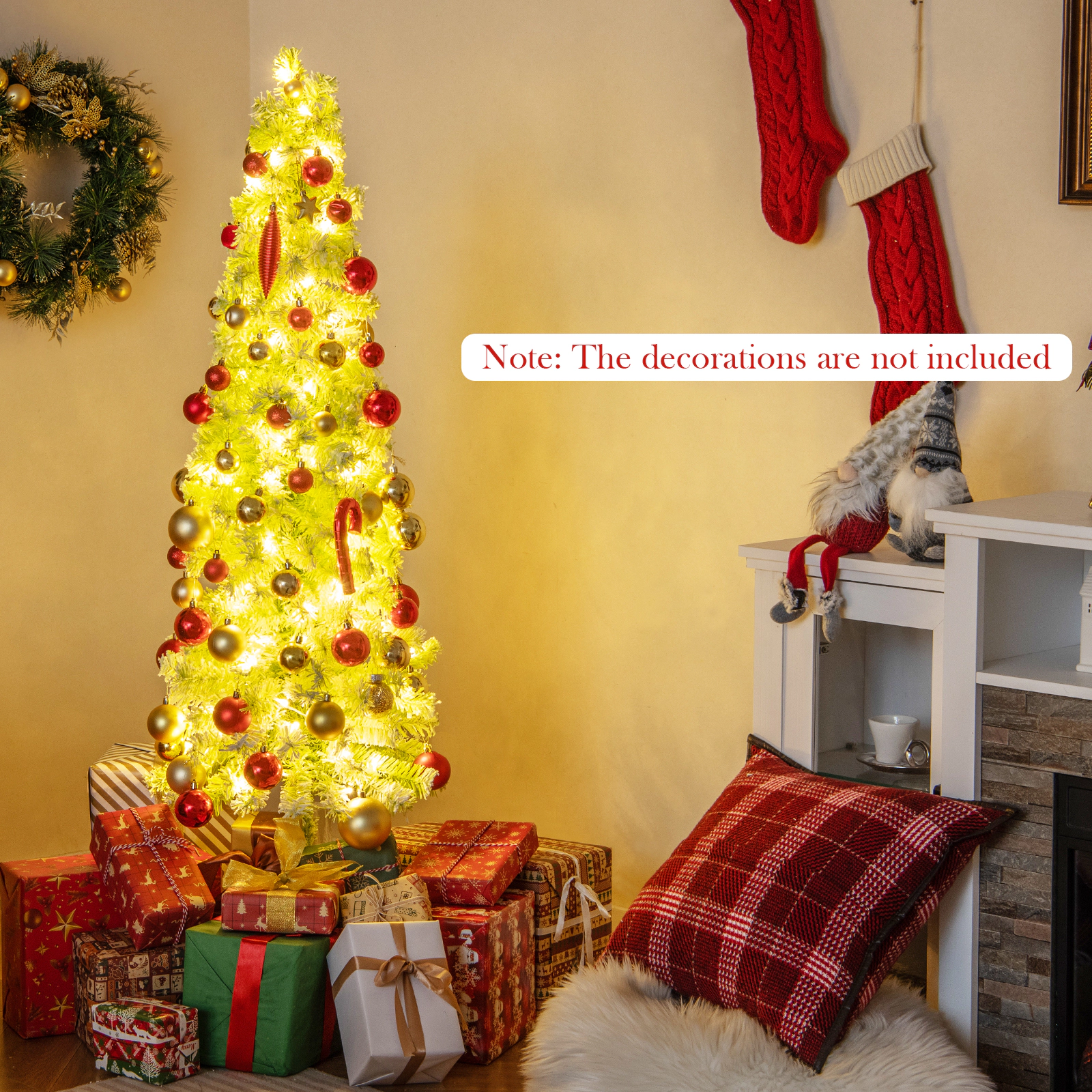 SUGIFT 5 ft Whimsical Christmas Tree with Bendable Top and 216 Branch Tips Pre-Lit Xmas Tree