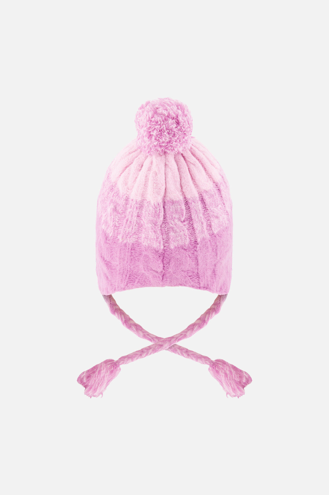 Deux par Girls Cable-Knit Winter Peruvian Knit Hat with Pompom