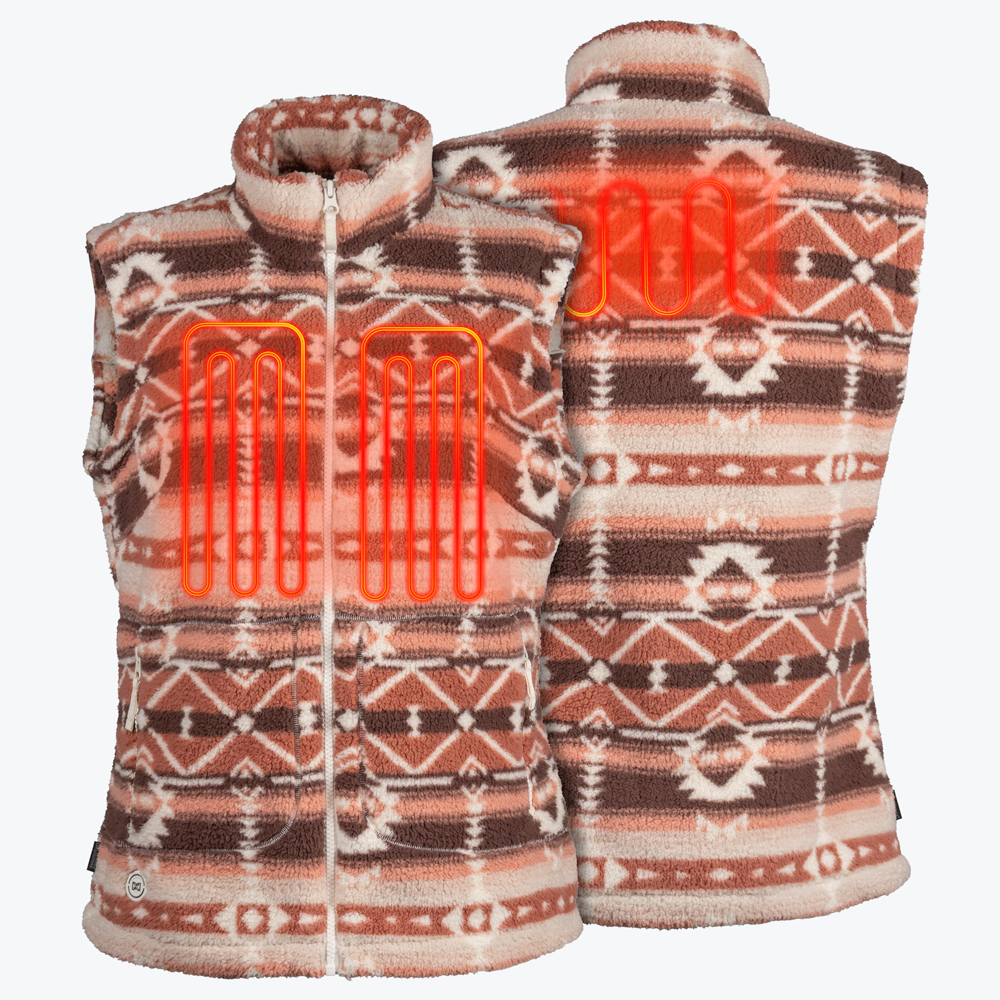 Mobile Warming Women's Upland High-Pile Long Printed Heated Vest