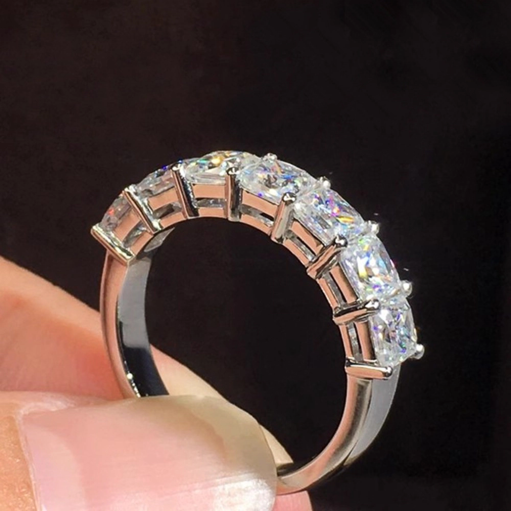 Fashion Princess Square Crystal Cubic Zirconia Ring