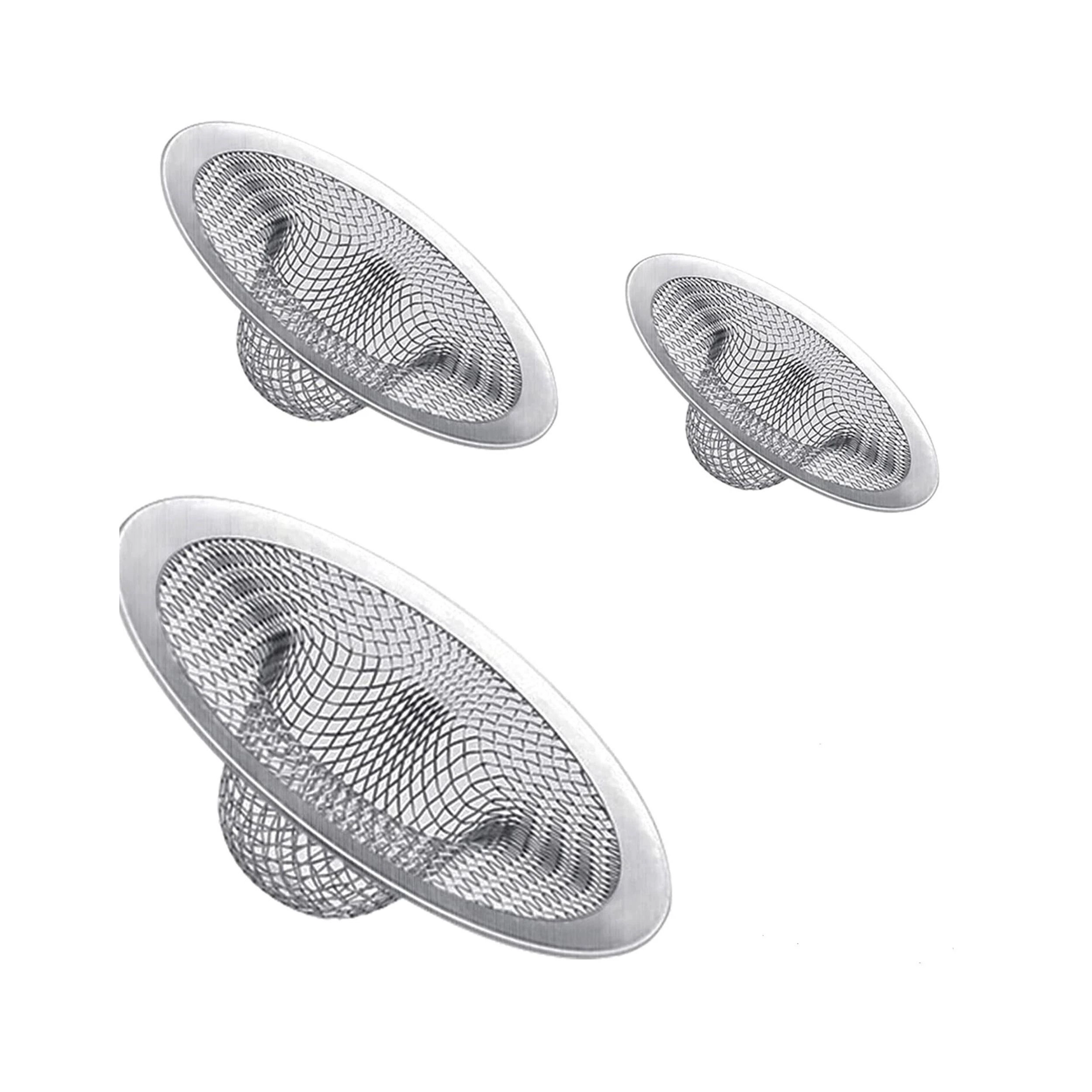 Home Collection 3 Piece Stainless Steel Mesh Sink Strainer Set