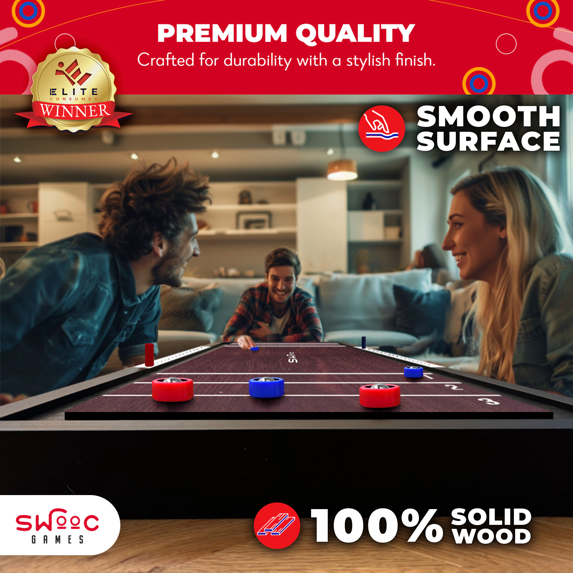 Swooc Games | 2-in-1 Premium Shuffleboard and Curling Game