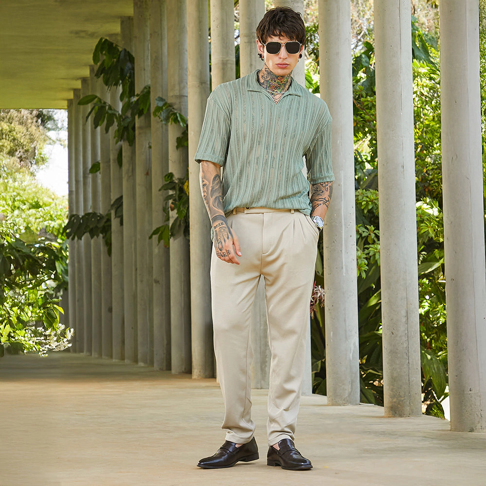Duo-Striped Relaxed Polo T-Shirt