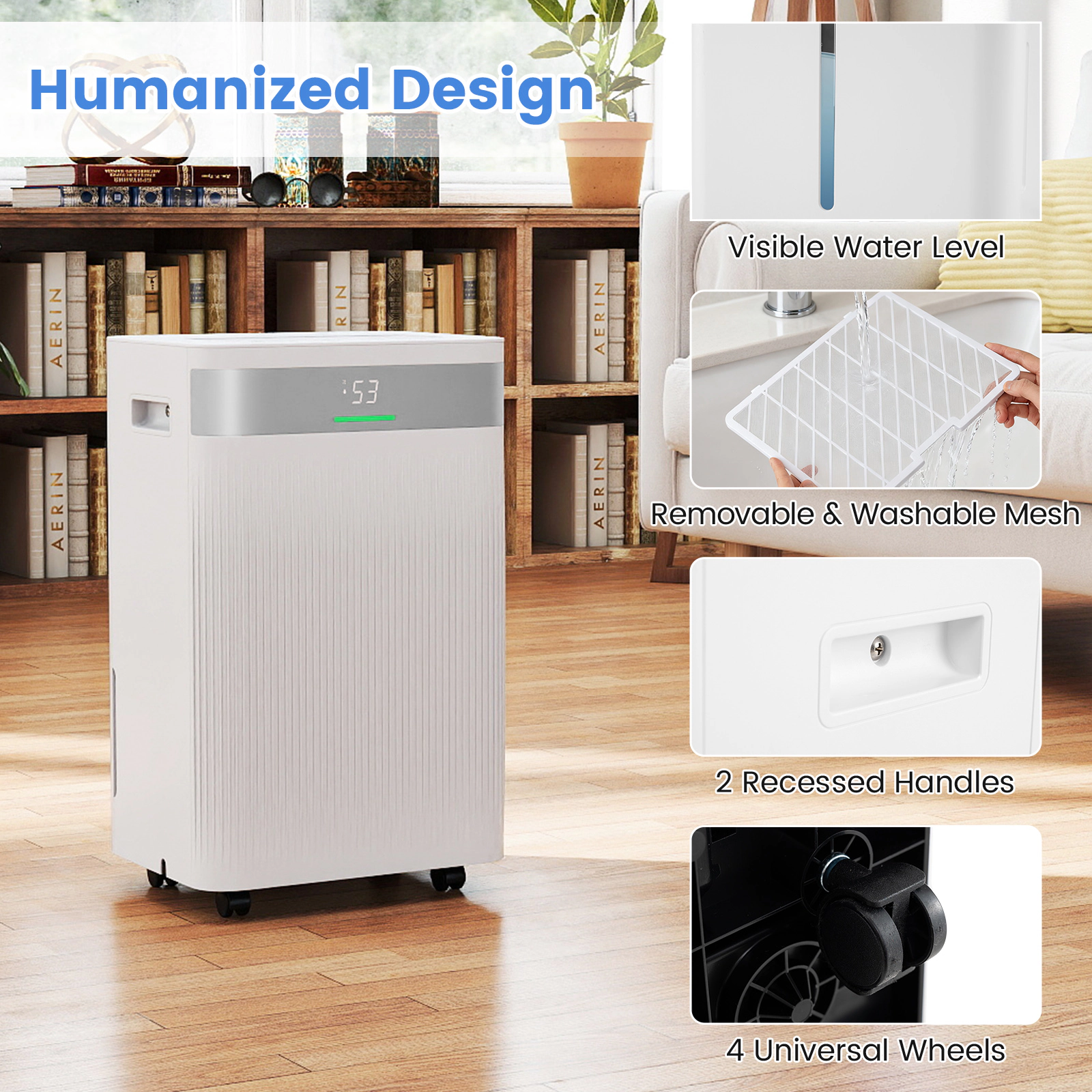 SlickBlue Automatic Home Dehumidifier with Water Tank, Sleep Mode