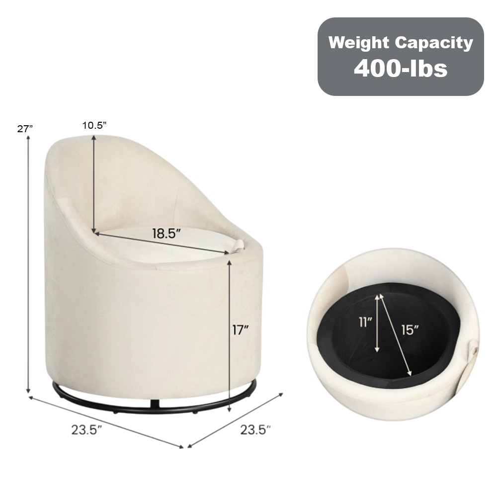 Hivvago 360° Swivel Barrel Accent Chair with Hidden Storage