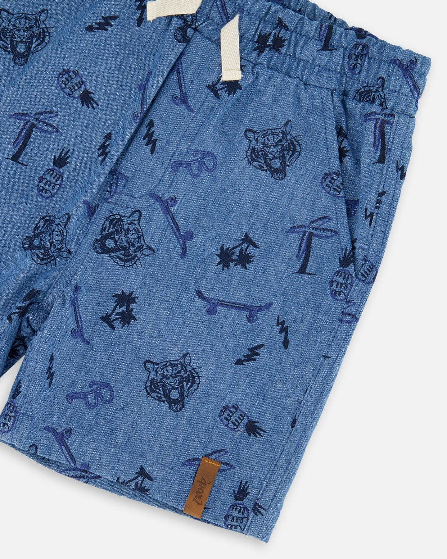 Deux par Boys Chambray Shorts Printed Skateboards
