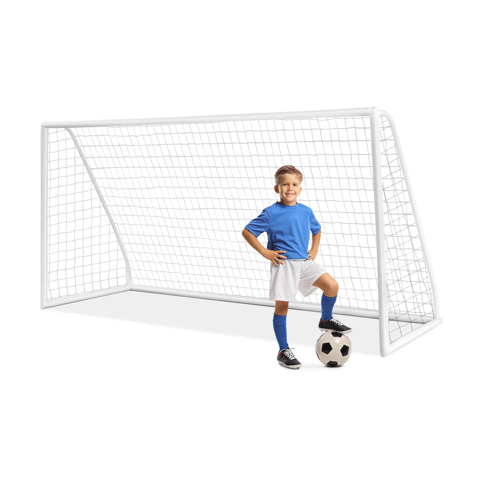 SUGIFT 12 x 6-ft Soccer Goal Thickened PVC Frame PE Net 6 Ground Pegs 143.7 x 47.24 x 71.65-in Ages 6+ White