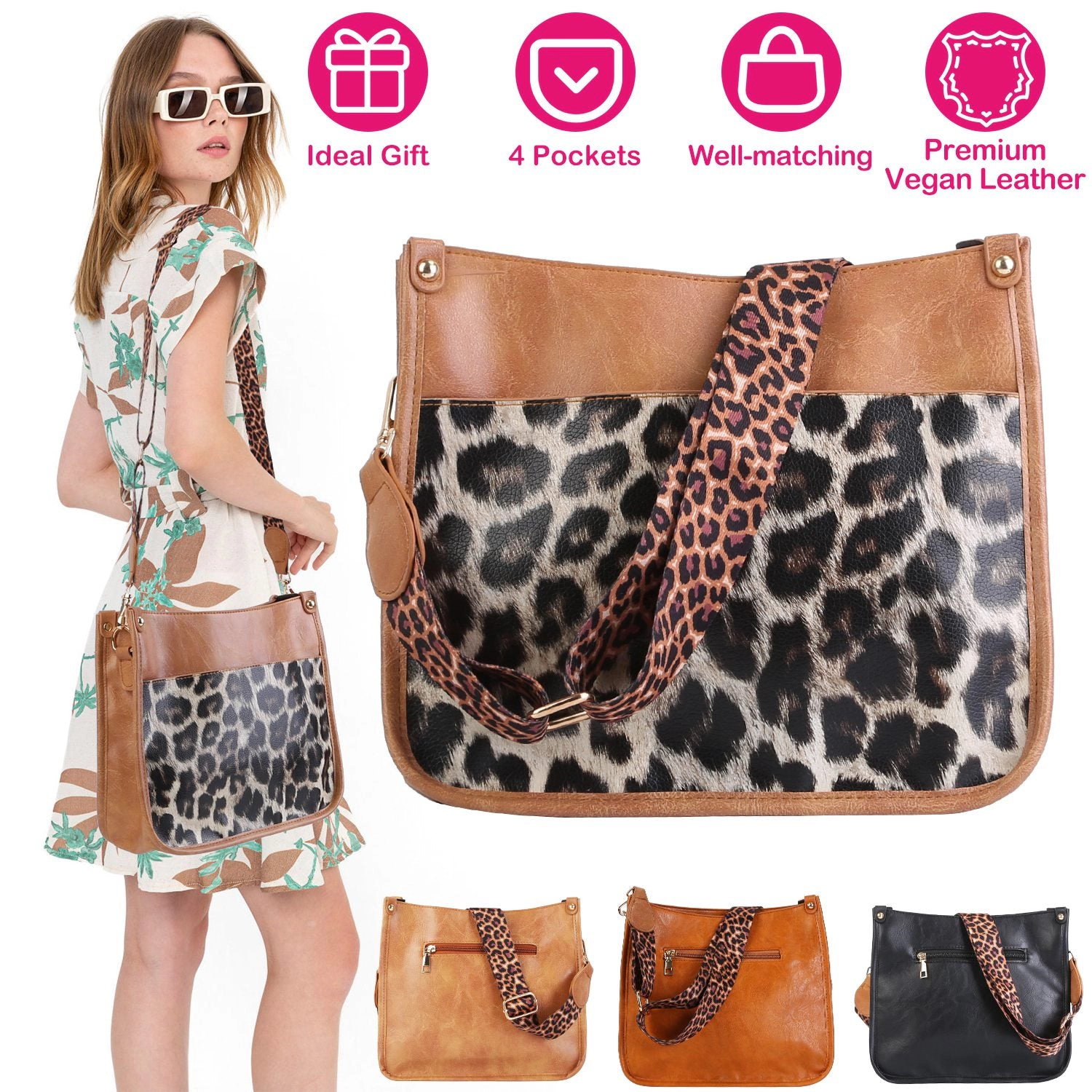 GBruno Vegan Leather Crossbody Bag With Guitar Strap