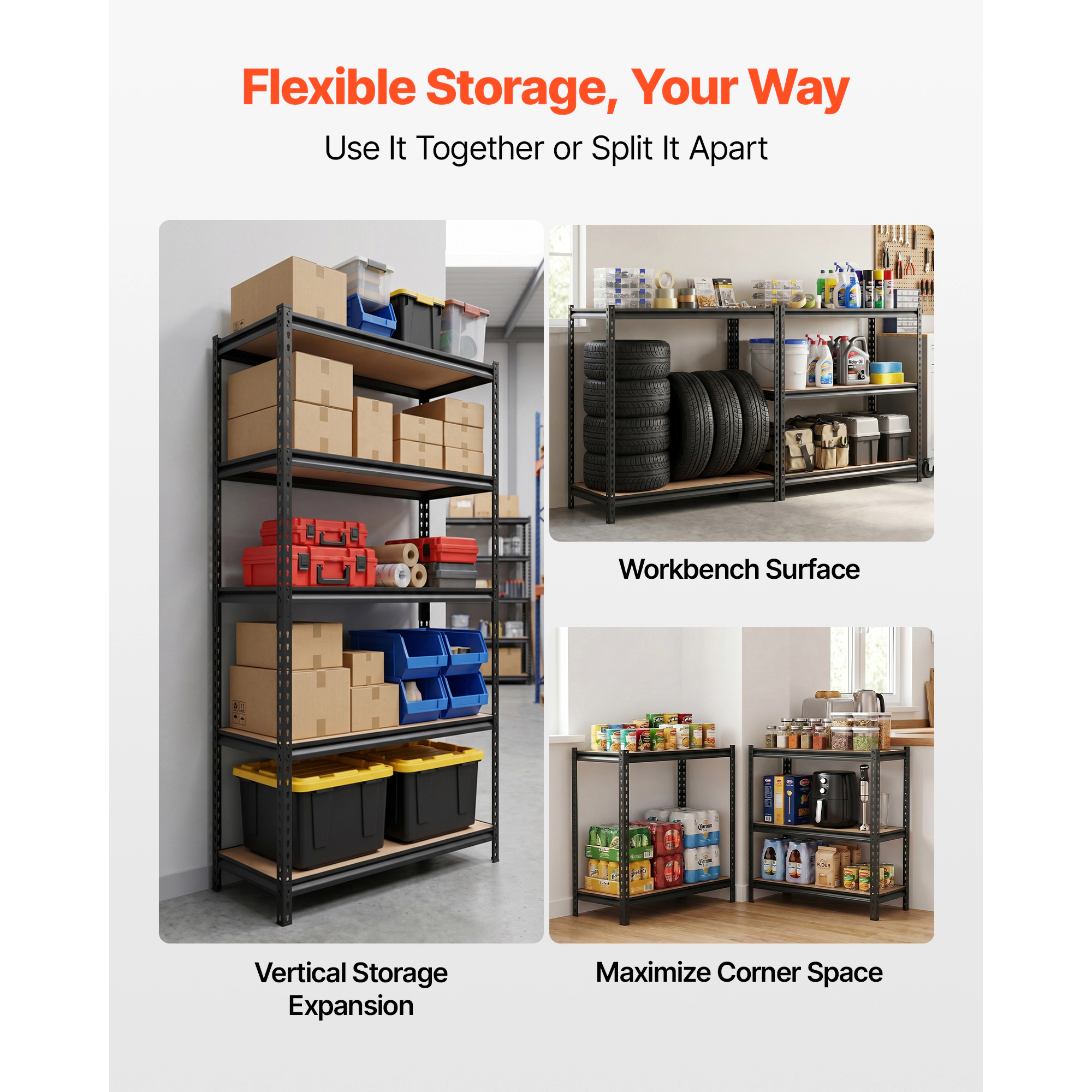 Flynama 5 Tier 47.5 x 18 in Stainless Steel Shelving 330 LB Per Shelf for Kitchen Commercial Office and Garage Storage