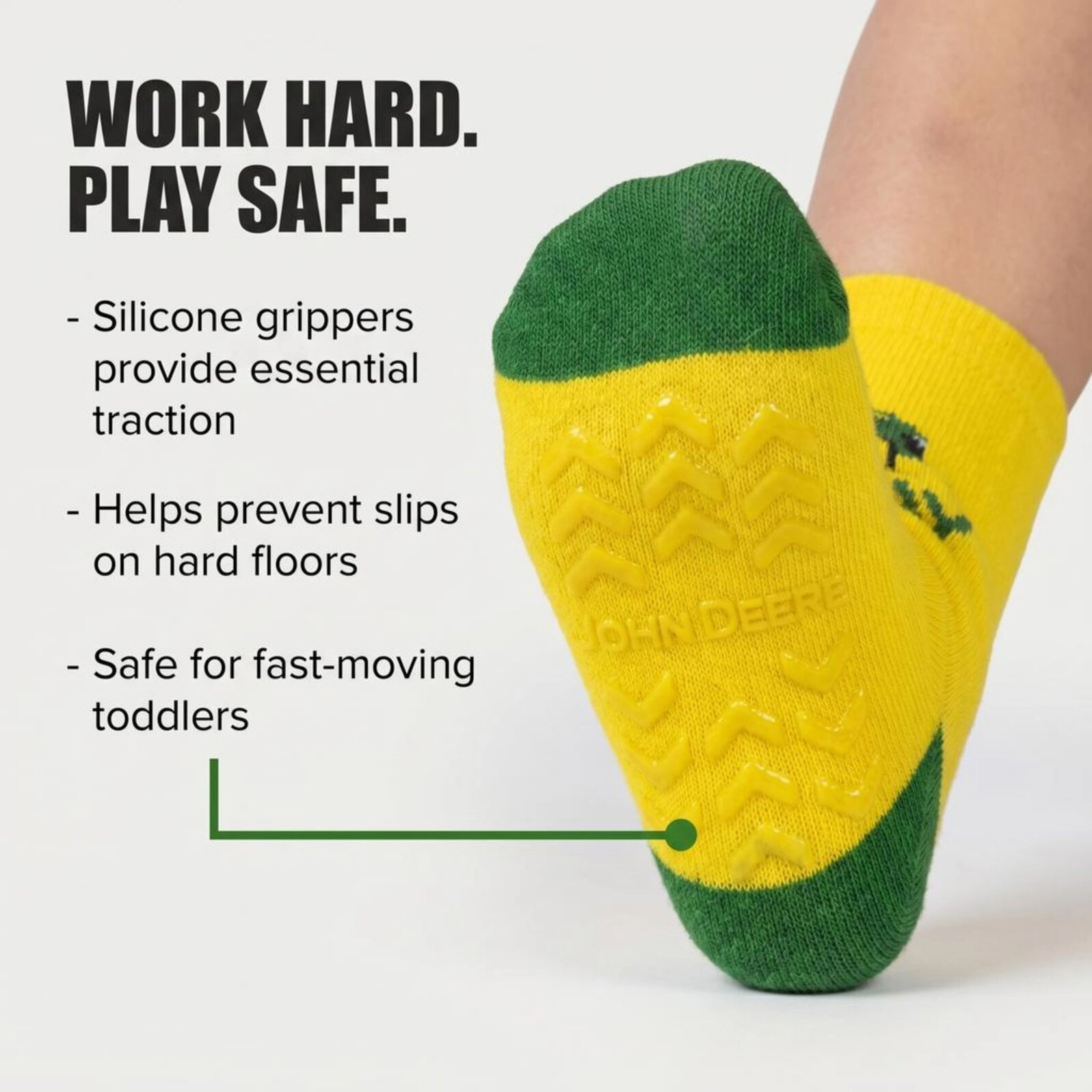 John Deere Boys' Non-Slip Grip 7-Pack Crew Socks