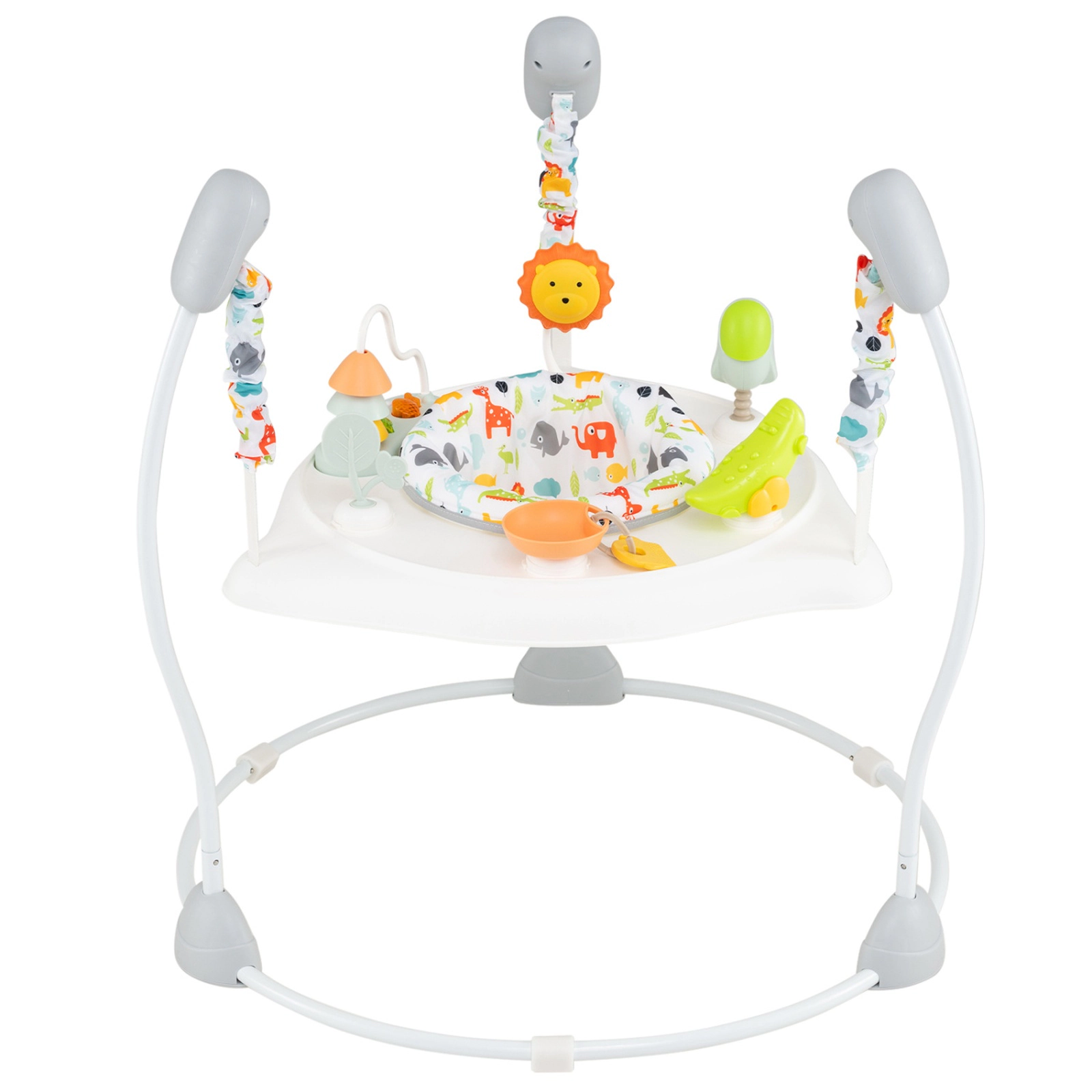 SUGIFT Baby Jump and Play Activity Center Rotatable Seat 4 Play Stations 26.5-lb Capacity Ages 7-15 Months Blue/White