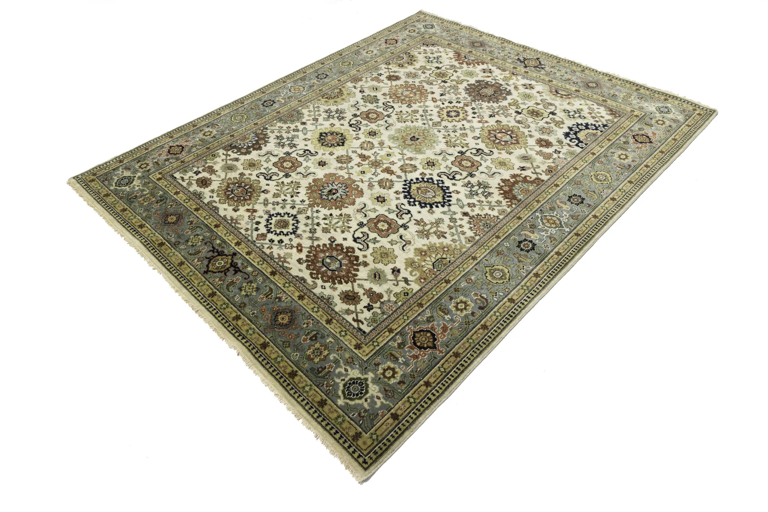 Magic Rugs Cream Tribal Geometric 8X10 Indo-Karajeh Oriental Rug