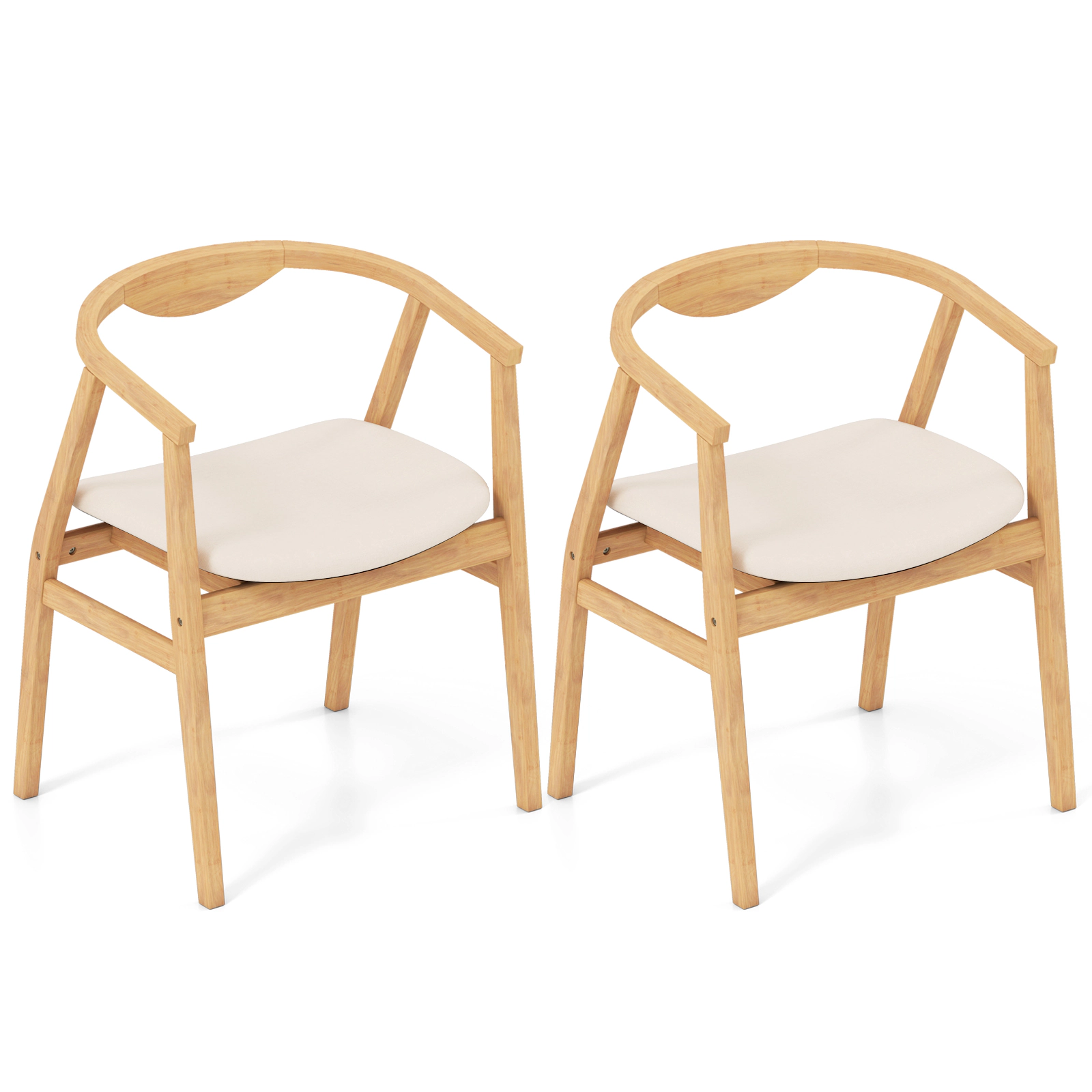 LJG Bamboo Accent Chair with Armrest and Curved Backrest