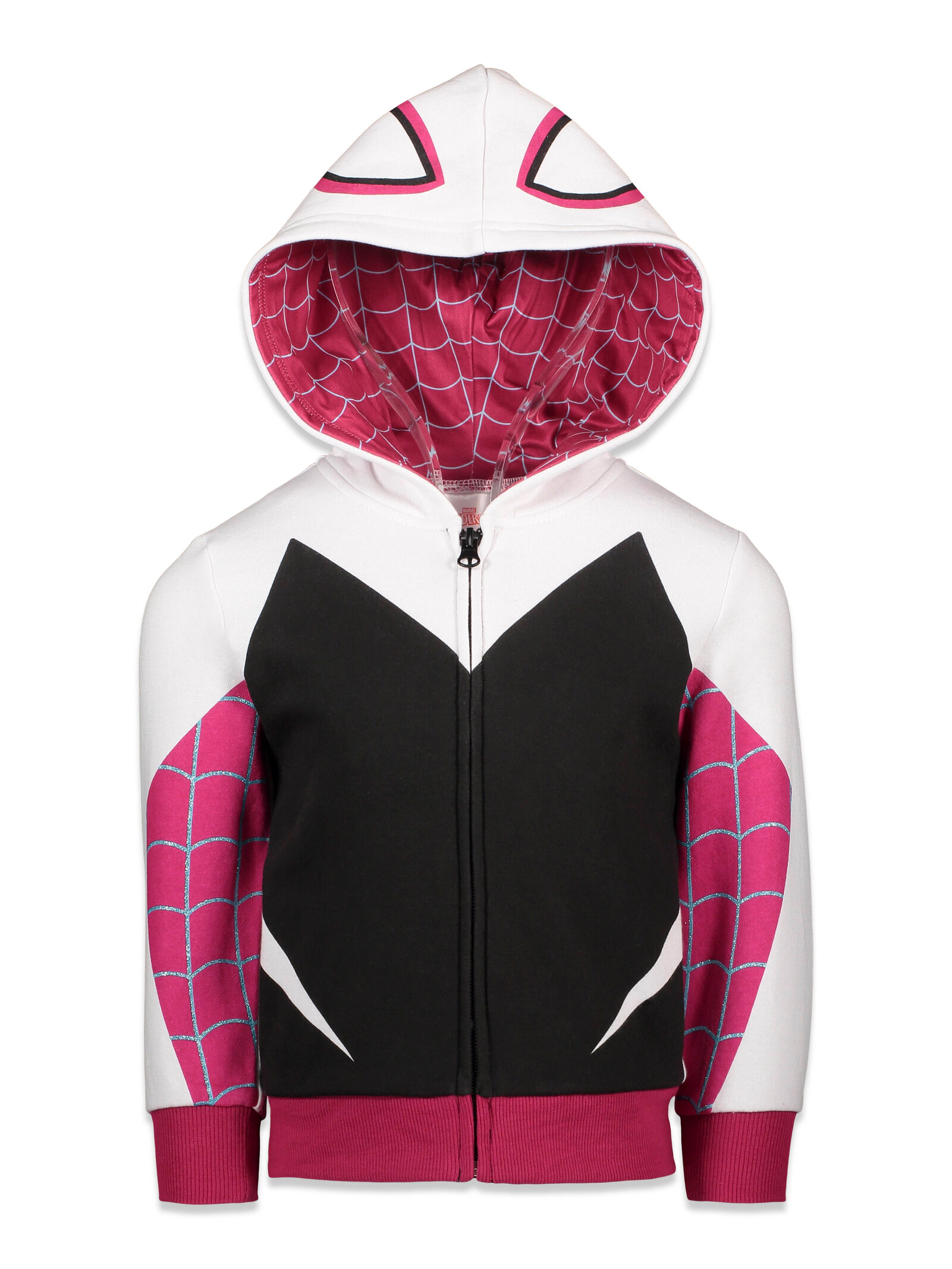 Marvel Spider-Man Girls' Cosplay Fleece Zip-Up Hoodie