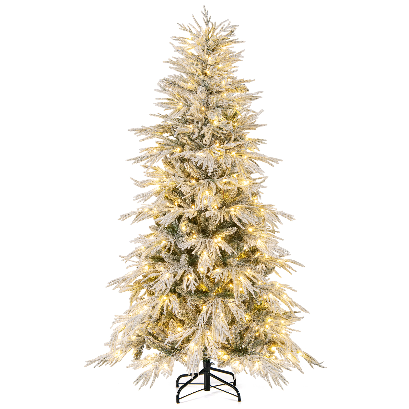 Costway 6/7/8 FT Artificial Christmas Tree with 594 PE PVC Branch Tips & 250/340/450 LED Lights