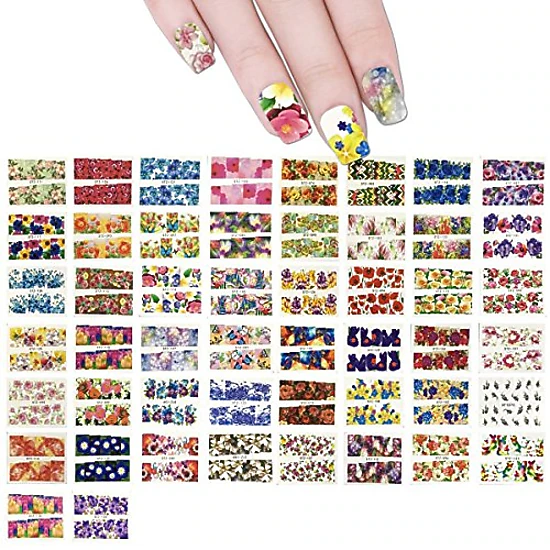 Wrapables Flowers Water Slide Nail Art Decals Water Transfer Nail Decal Sheets (50 sheets)